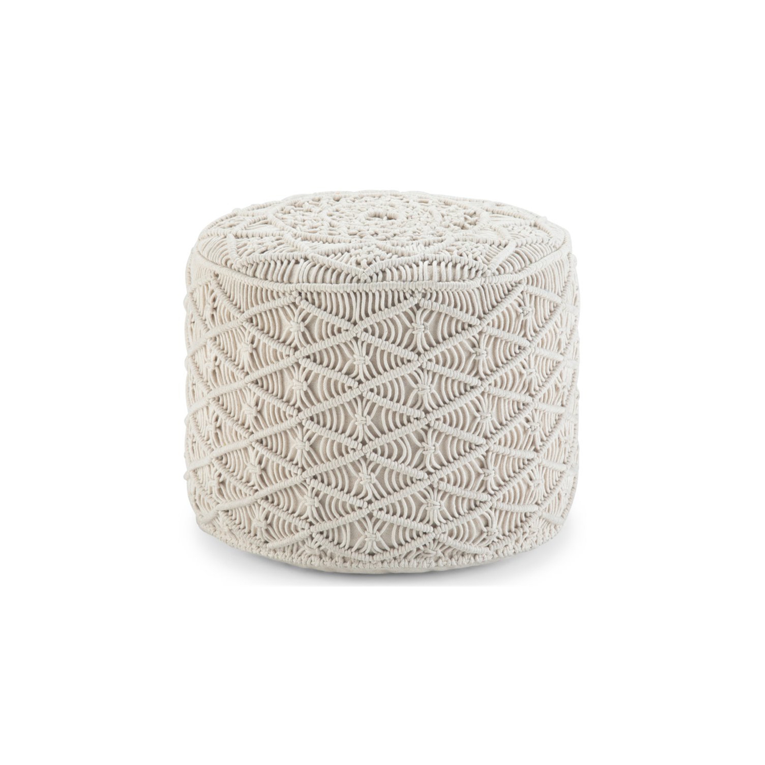 Trent Home – Pouf rond en coton naturel Boho Macrame