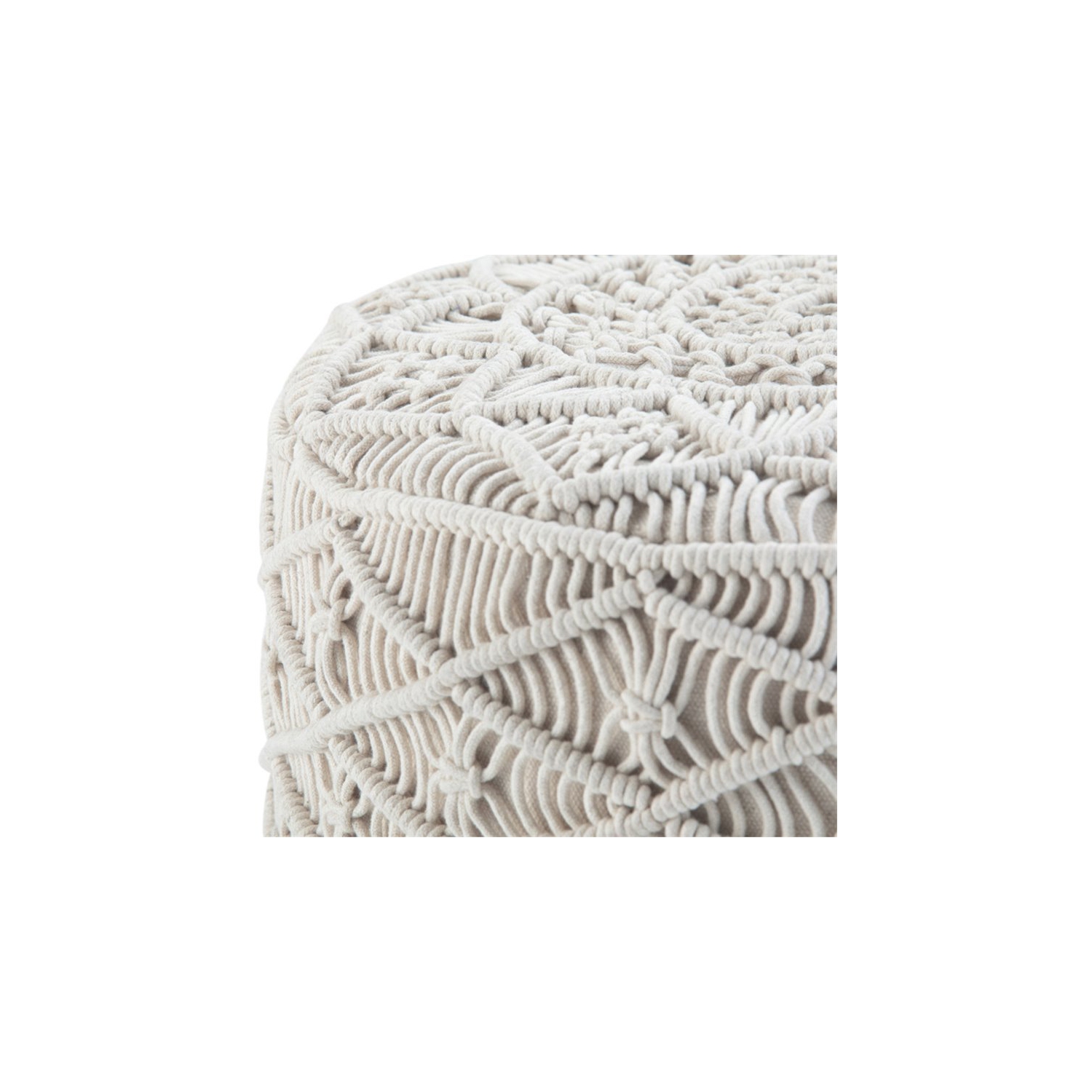 Trent Home – Pouf rond en coton naturel Boho Macrame