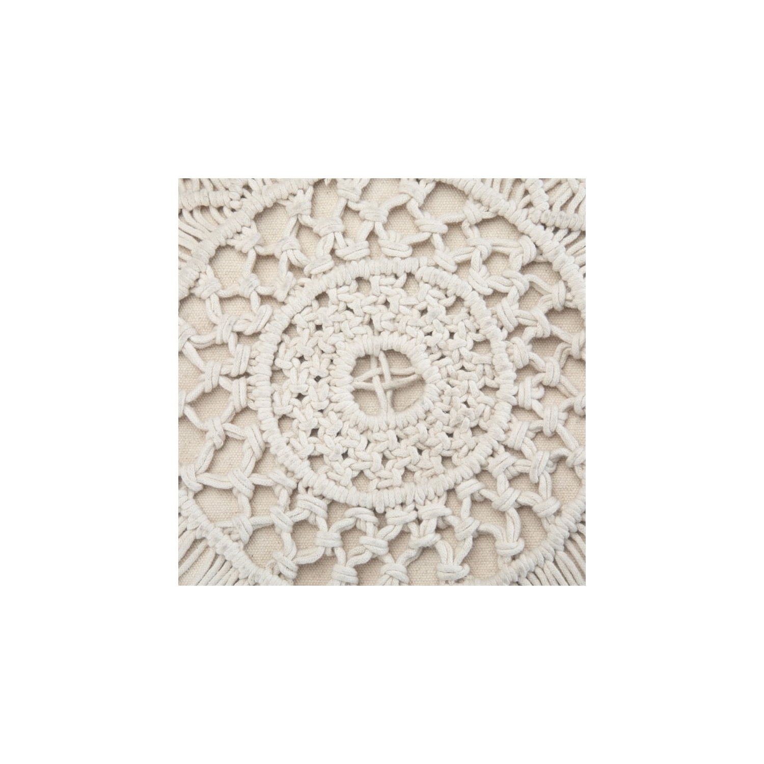 Trent Home – Pouf rond en coton naturel Boho Macrame