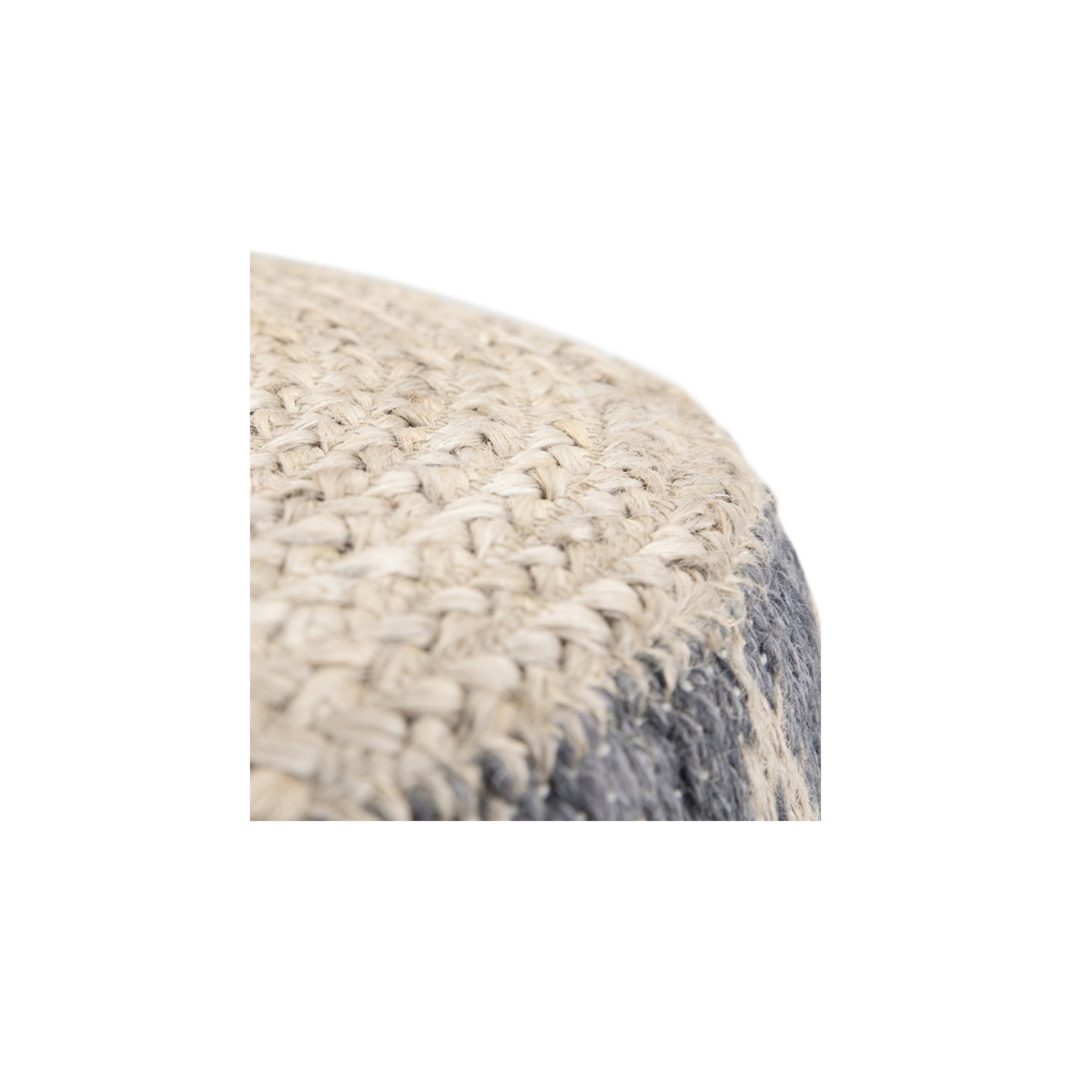 Trent Home Boho Round Pouf in Gray and Natural Woven Braided Jute