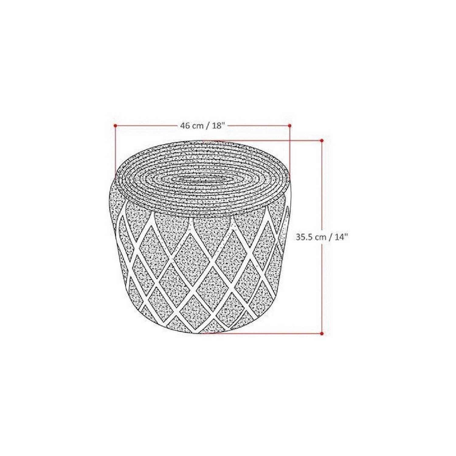 Trent Home Boho Round Pouf in Gray and Natural Woven Braided Jute