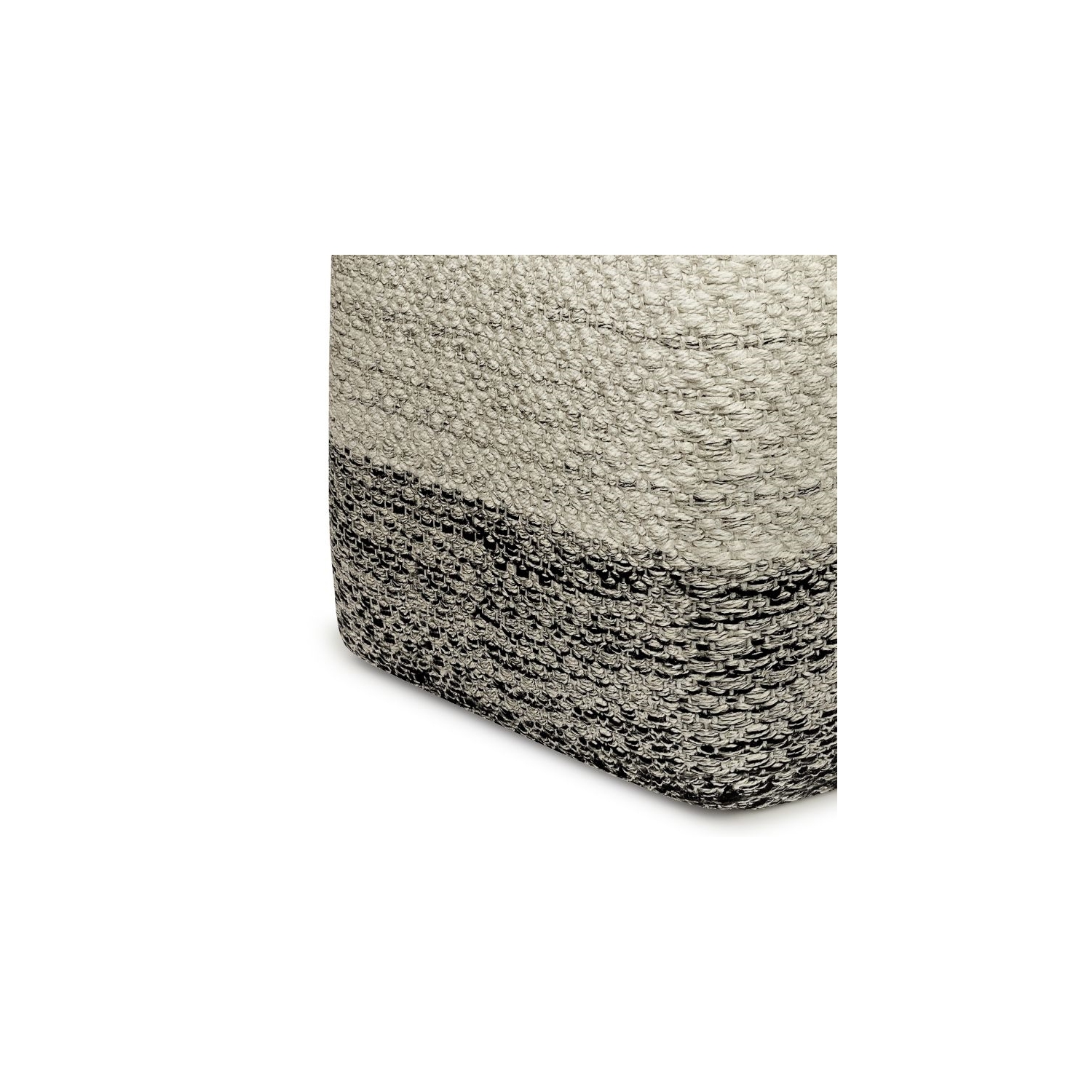 Pemberly Row Modern Boho Square Woven Pouf in Gray and White