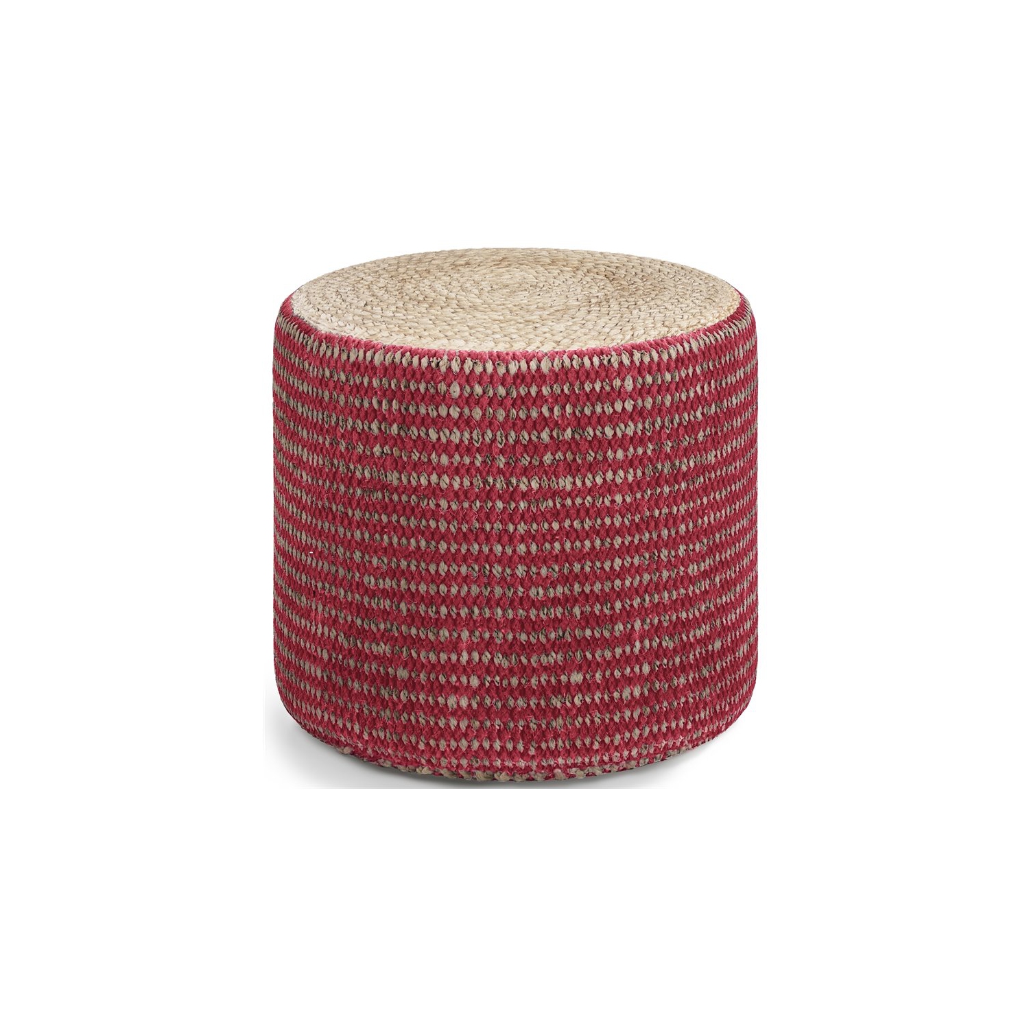 Trent Home – Pouf rond tressé Boho en jute naturelle et marron