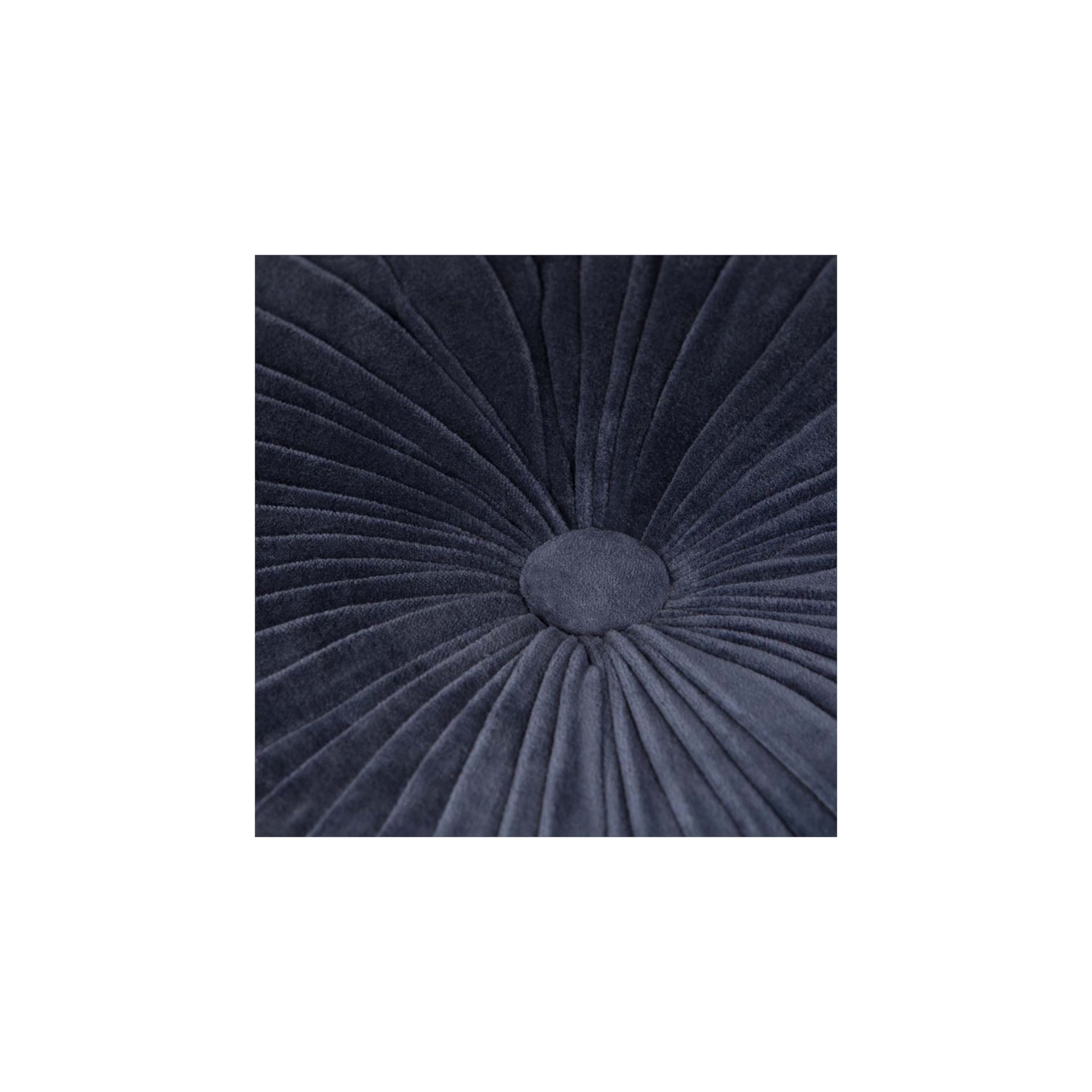 Trent Home Boho Round Pouf in Navy Velvet Fabric