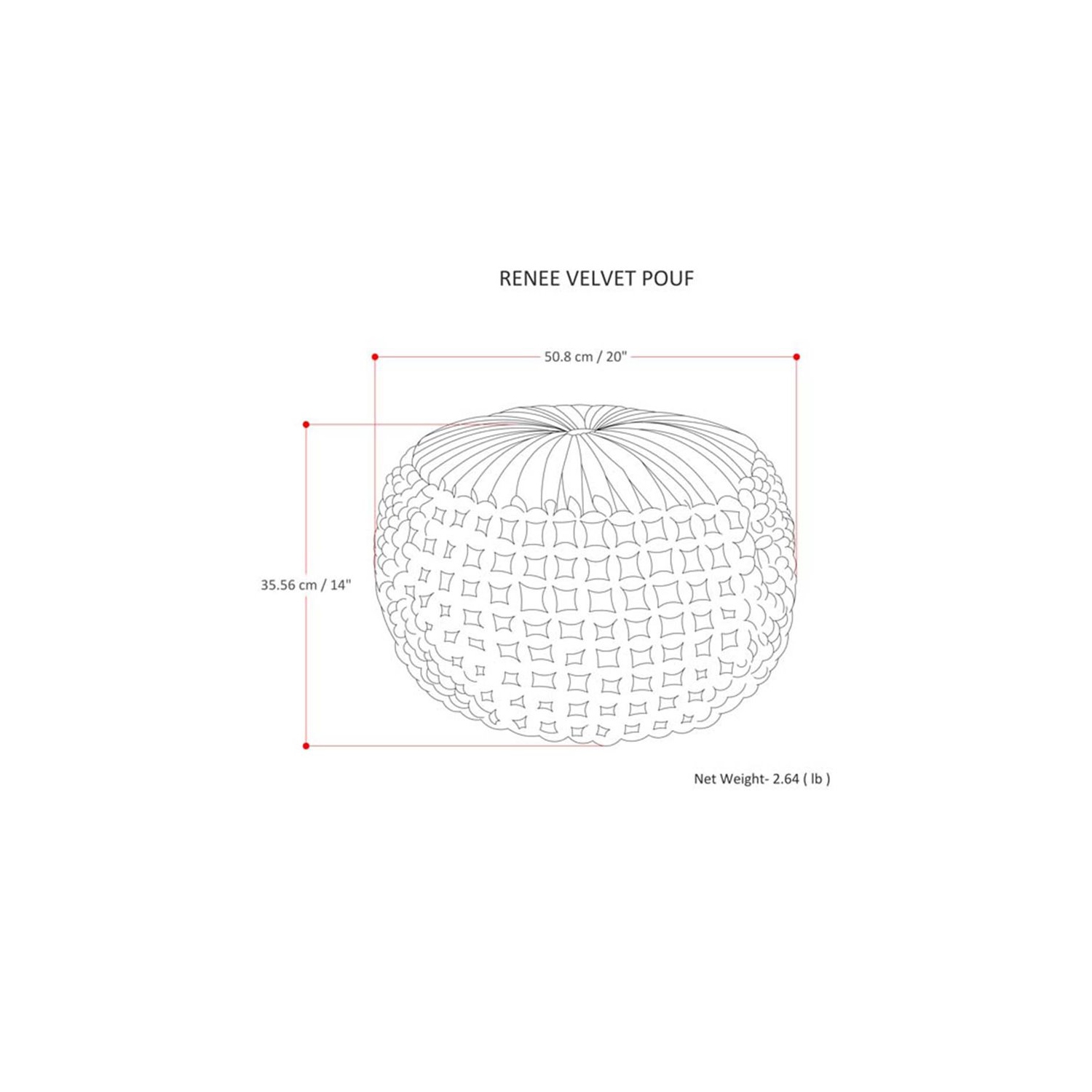 Trent Home Boho Round Pouf in Navy Velvet Fabric