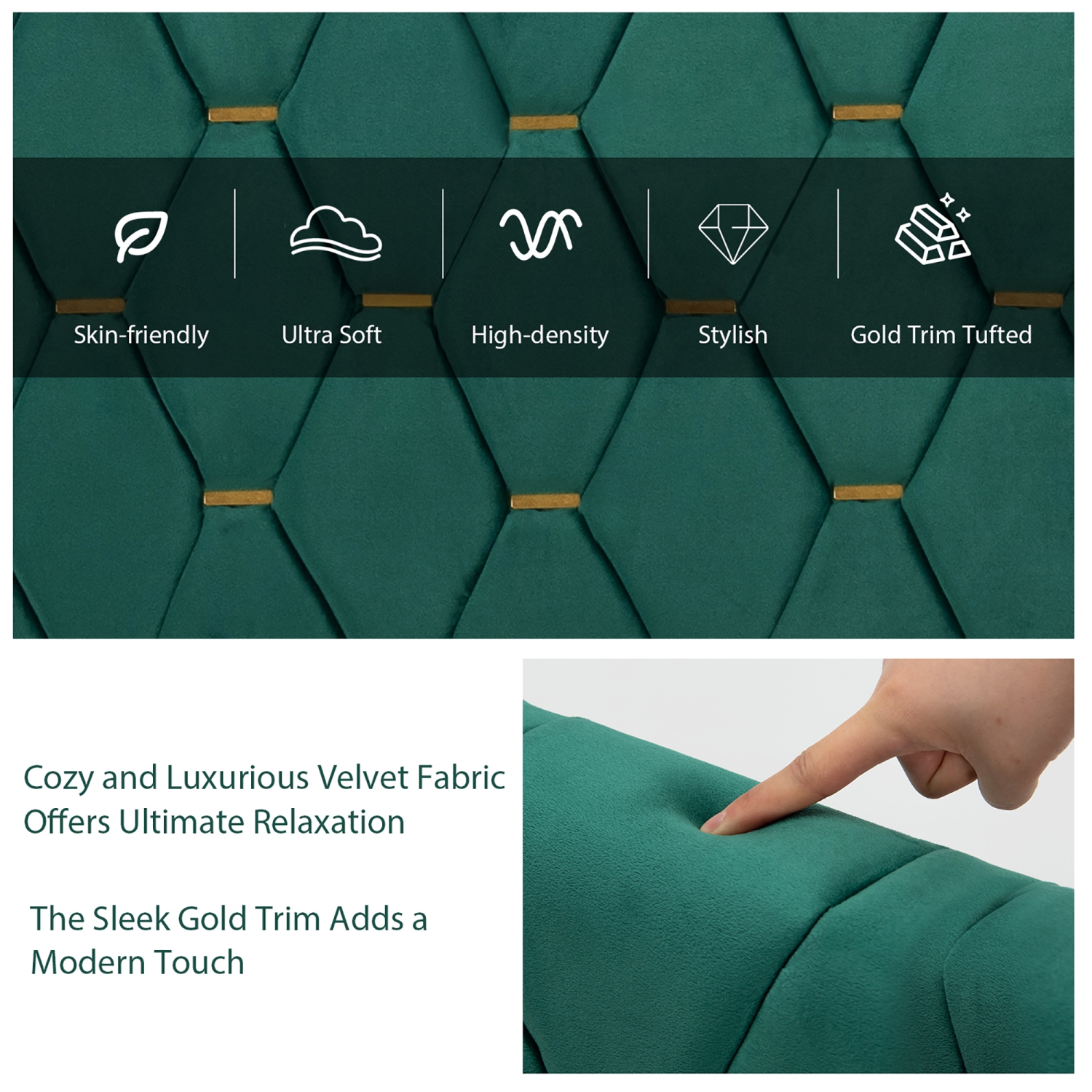 Costway Full/Queen Upholstered Platform Bed Frame Adjustable Headboard Footboard Modern Green