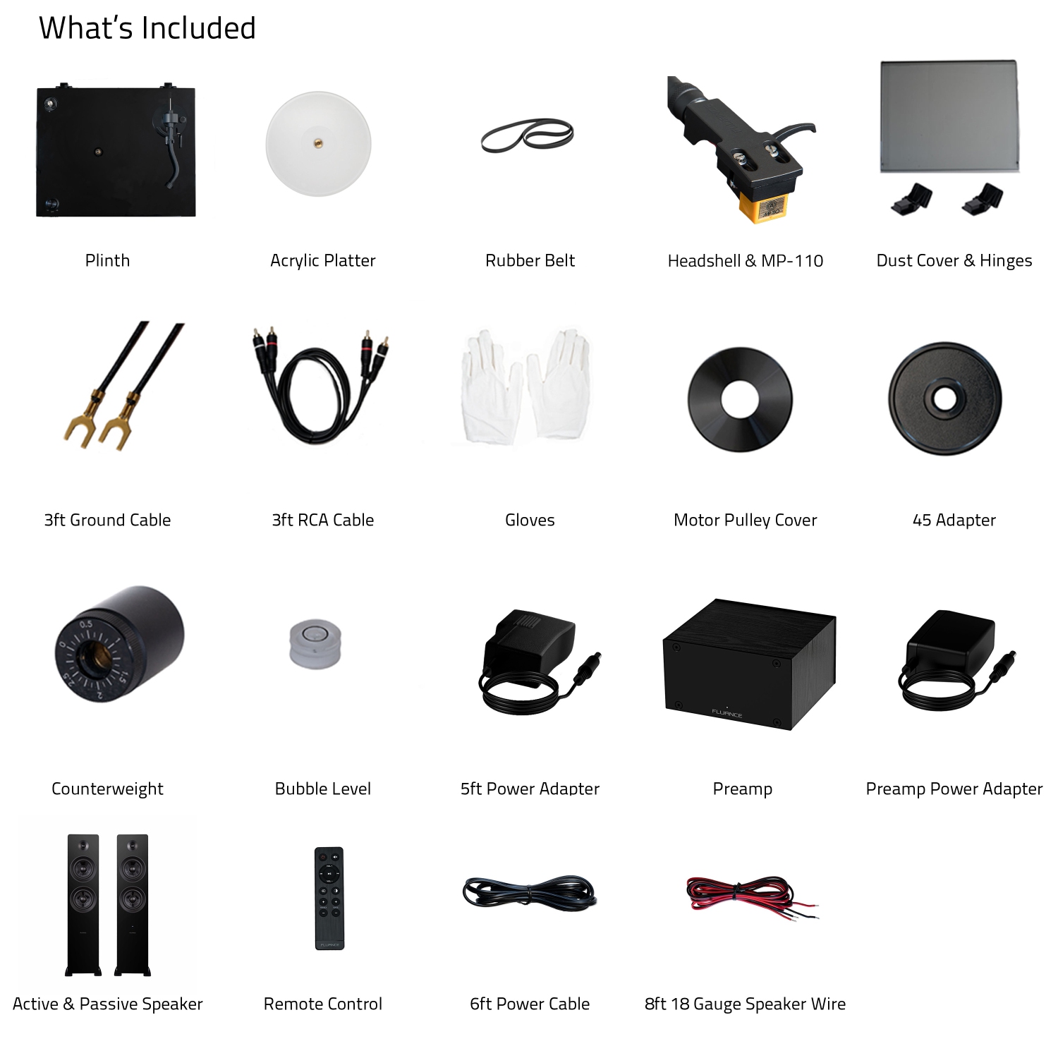Tourne-disque haute fidélité RT85N Reference de Fluance, préamplificateur phono PA10 et haut-parleurs colonne amplifiés Ai81 Elite