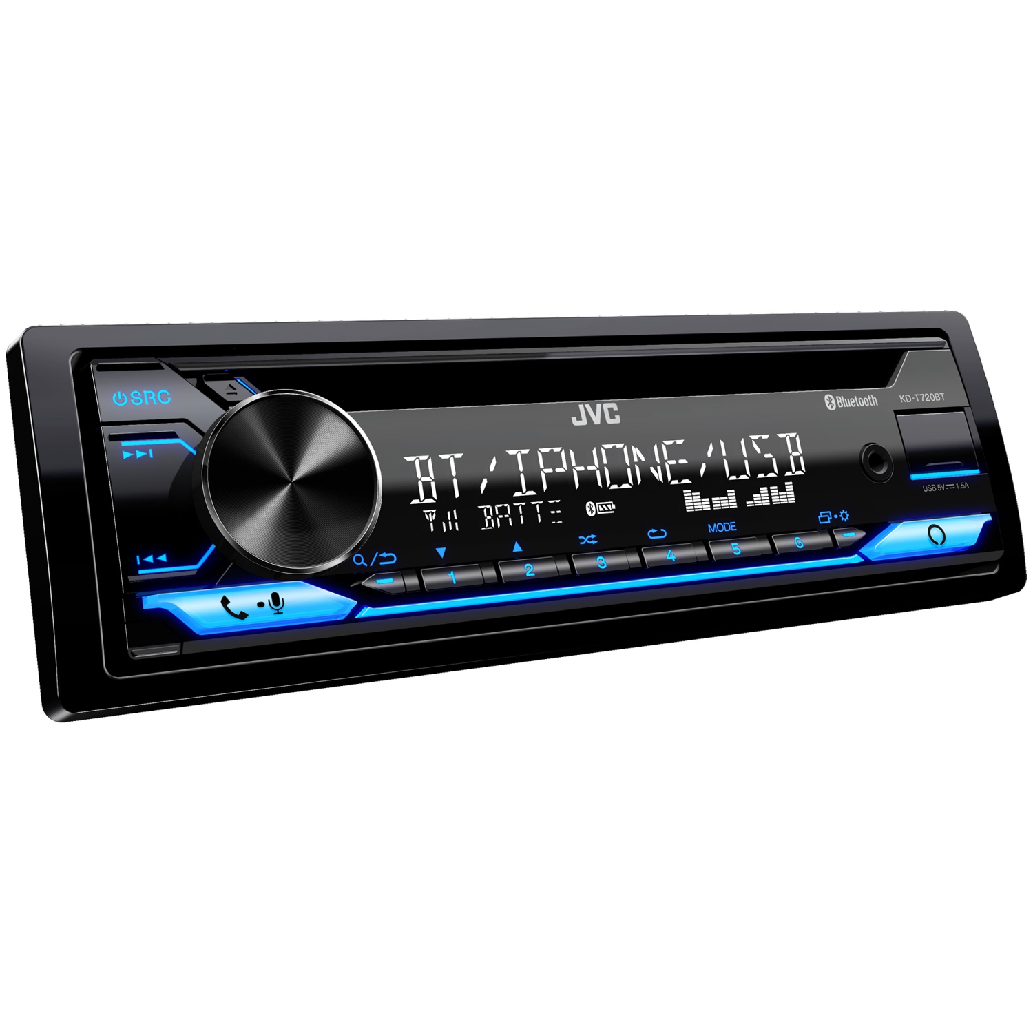 JVC KD-T720BT In-Dash CD Receiver Featuring Bluetooth For Car, Black