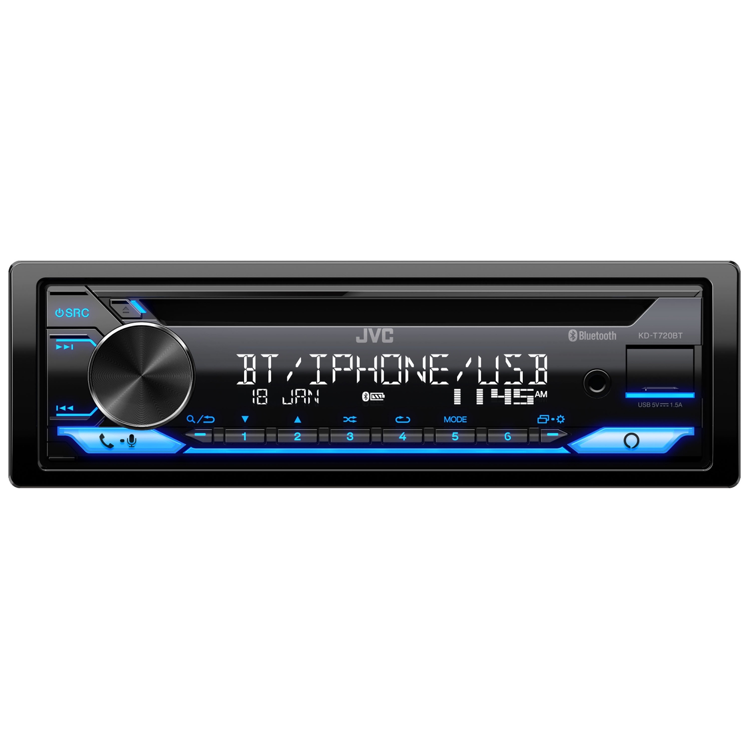 JVC KD-T720BT In-Dash CD Receiver Featuring Bluetooth For Car, Black