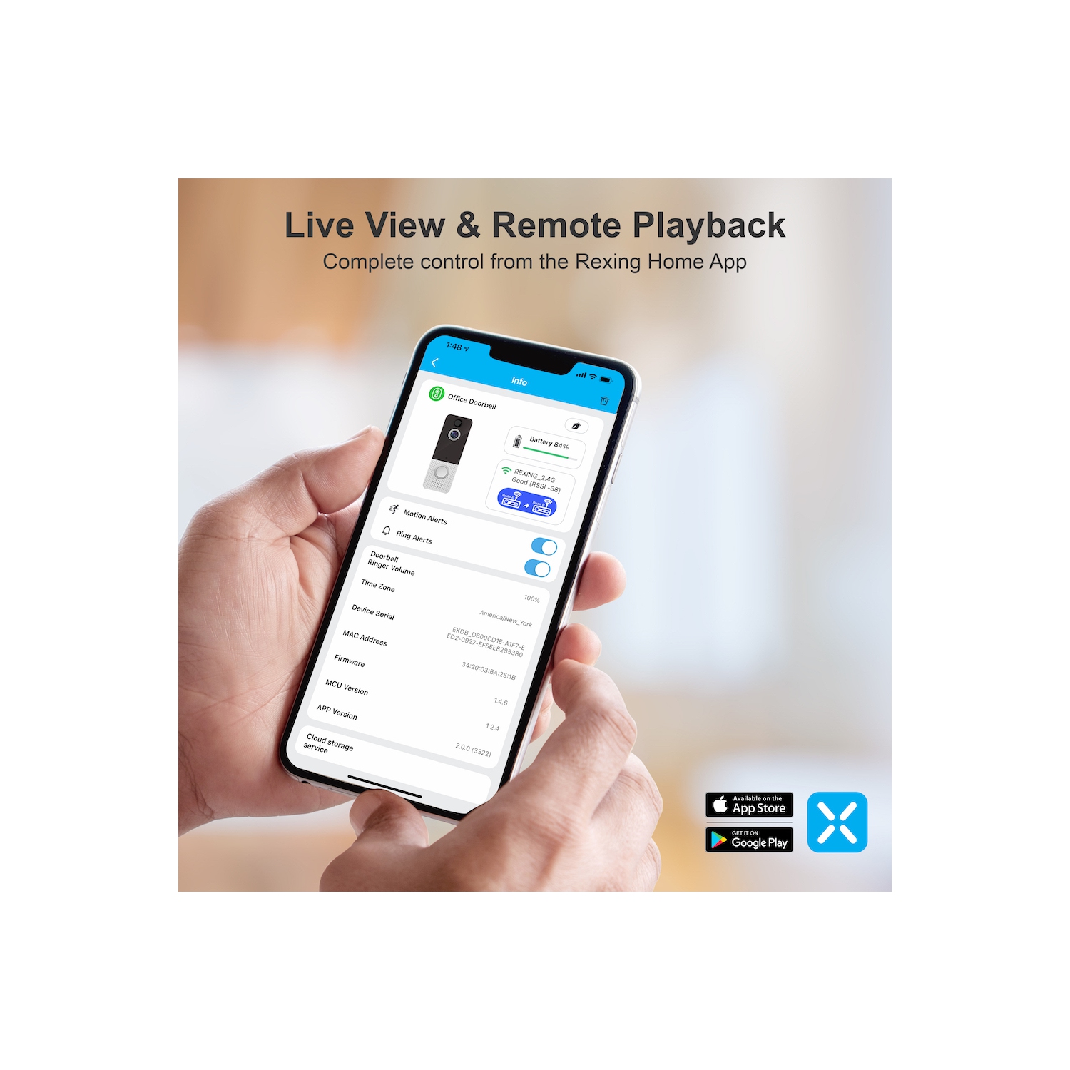 Rexing SDB1 Smart Wireless Video Doorbell Camera 1080p Recording with WiFi