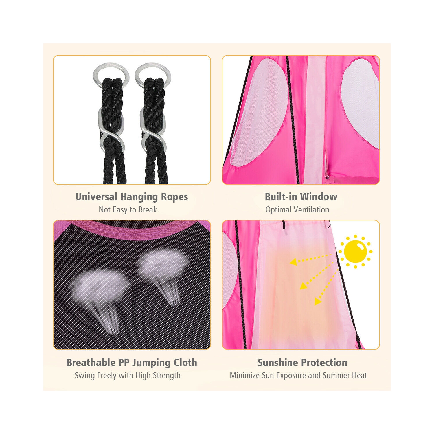 Gymax 40'' Kids Hanging Chair Swing Tent Set Hammock Nest Pod Seat