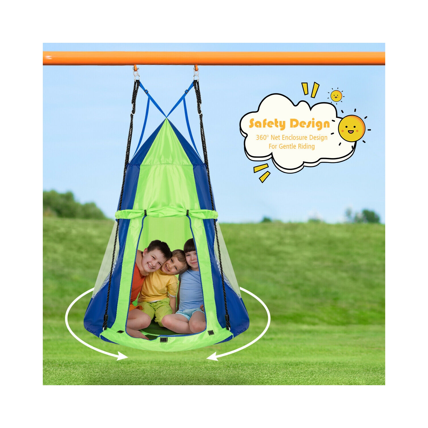 Gymax 40'' Kids Hanging Chair Swing Tent Set Hammock Nest Pod Seat