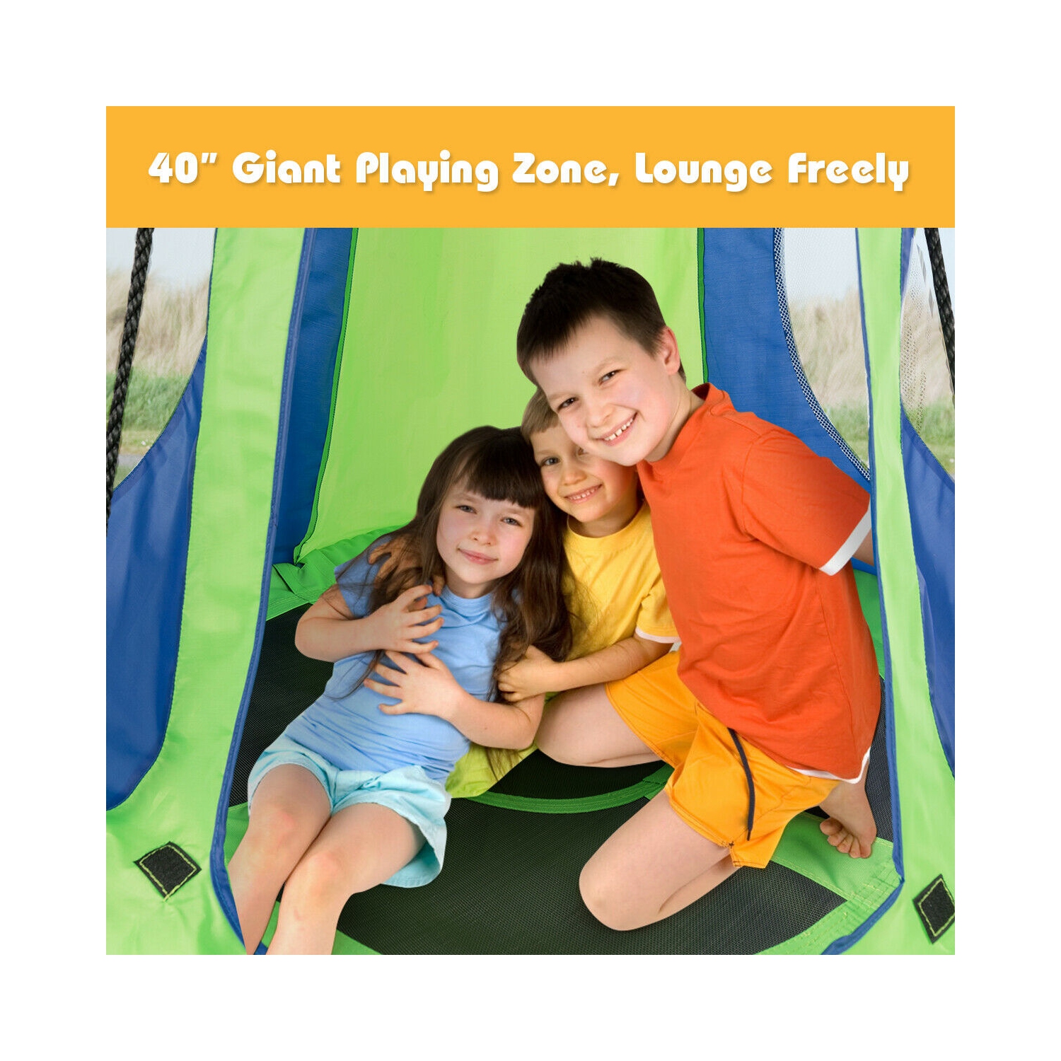 Gymax 40'' Kids Hanging Chair Swing Tent Set Hammock Nest Pod Seat