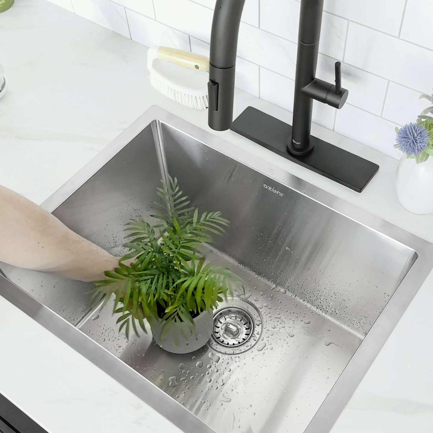 AZUNI Calais Dual Mount 22" Single-Bowl Stainless Steel Utility Laundry Sink C122