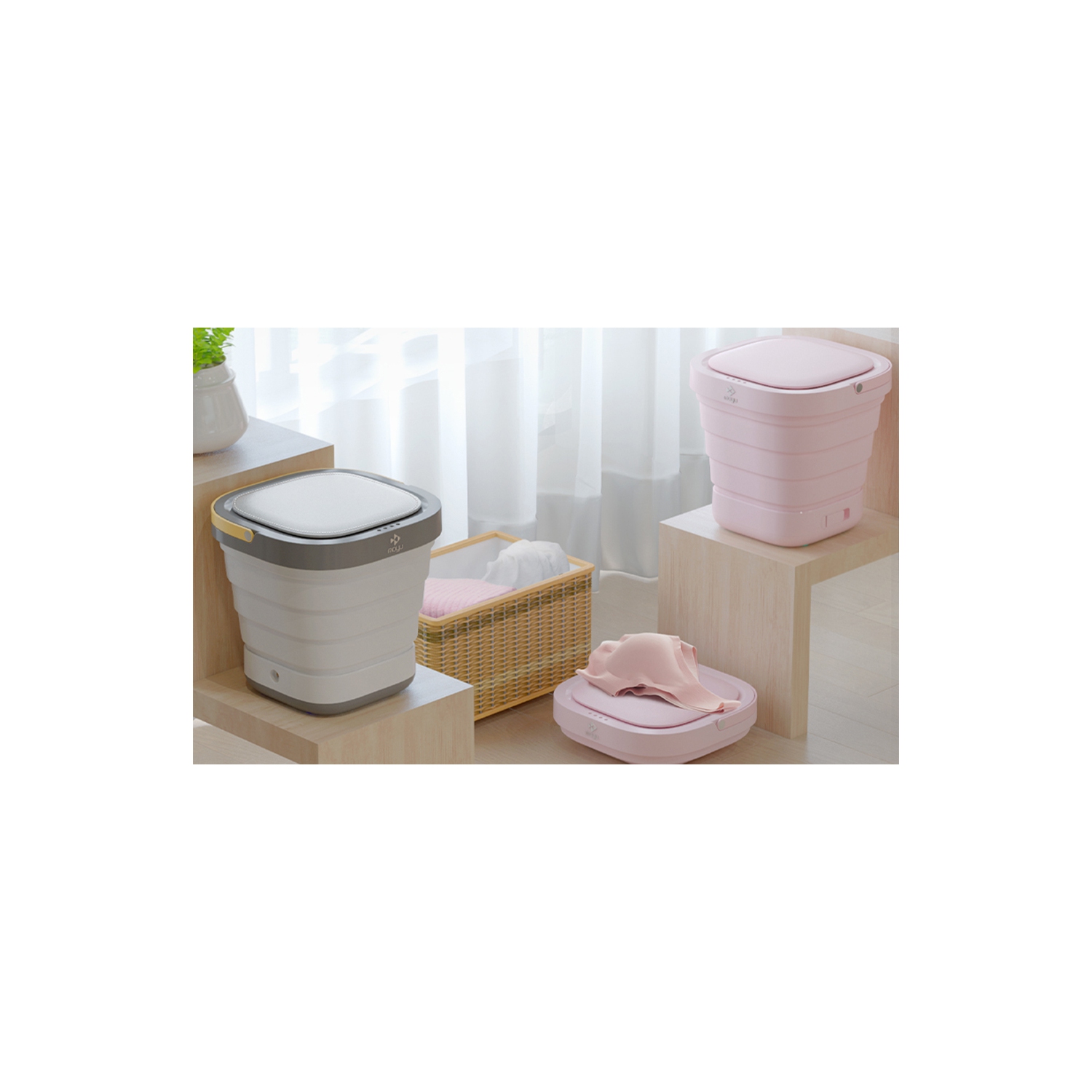 new Upgraded Portable Foldable Washing Machine, upgraded power, UV light, Washer and Drain Basket, good for Home Travel Baby Cloth Adult Underwear