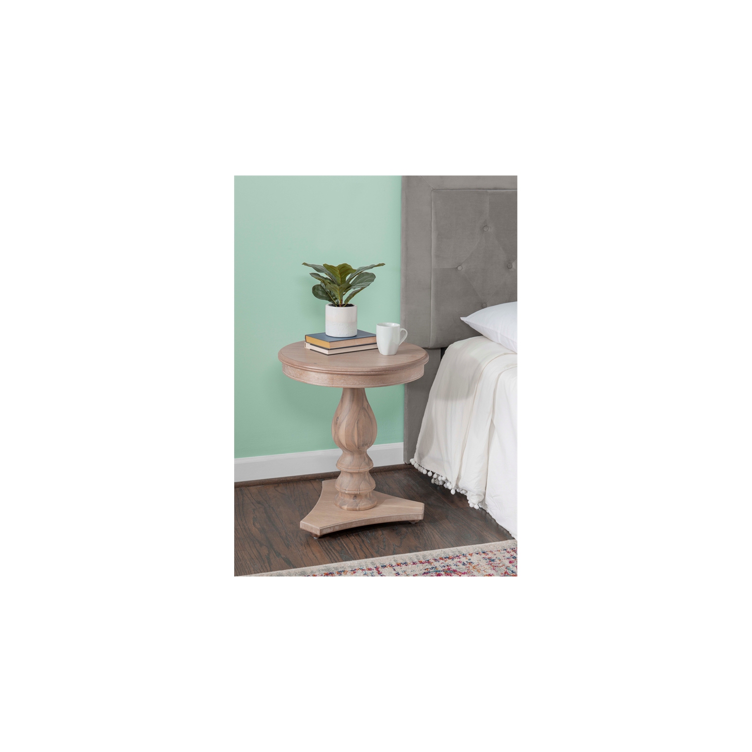 Linon Bree Wood Accent Side Table in Natural Brown