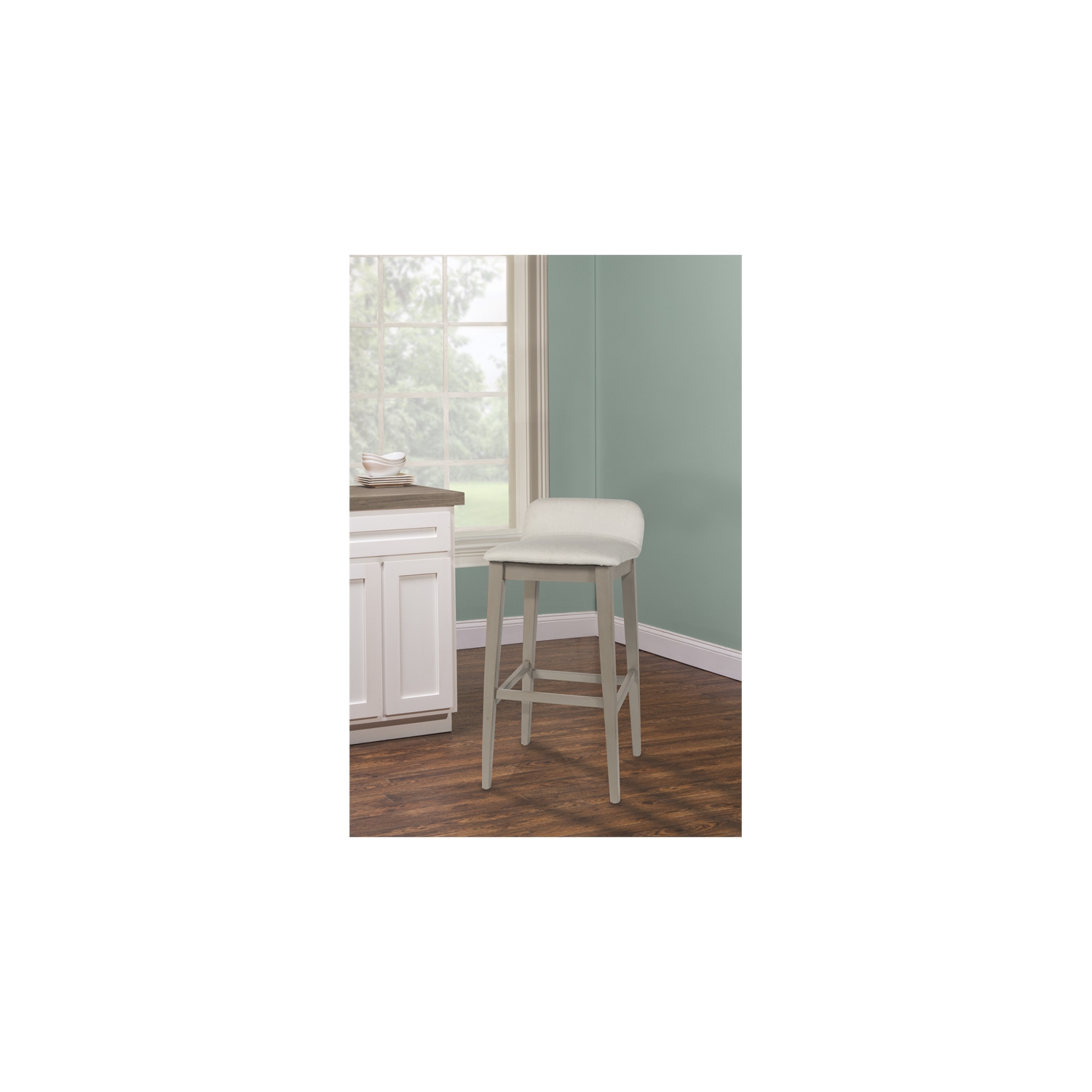Bowery Hill Non-Swivel Counter Stool in Natural Distressed Gray