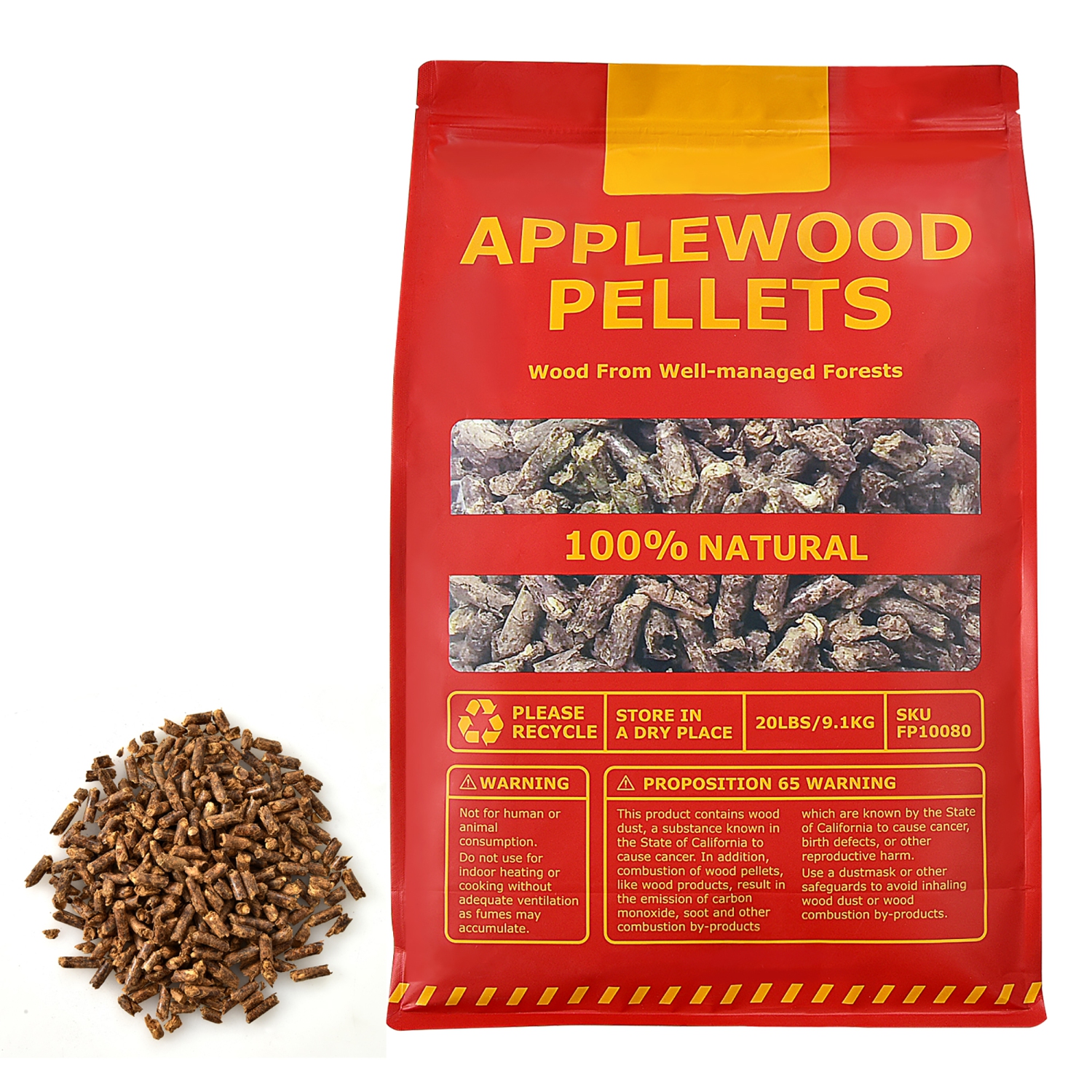 Costway 20lbs Apple Wood Pellets 100% All-Natural for Smokers Pellet Grills BBQ Roast