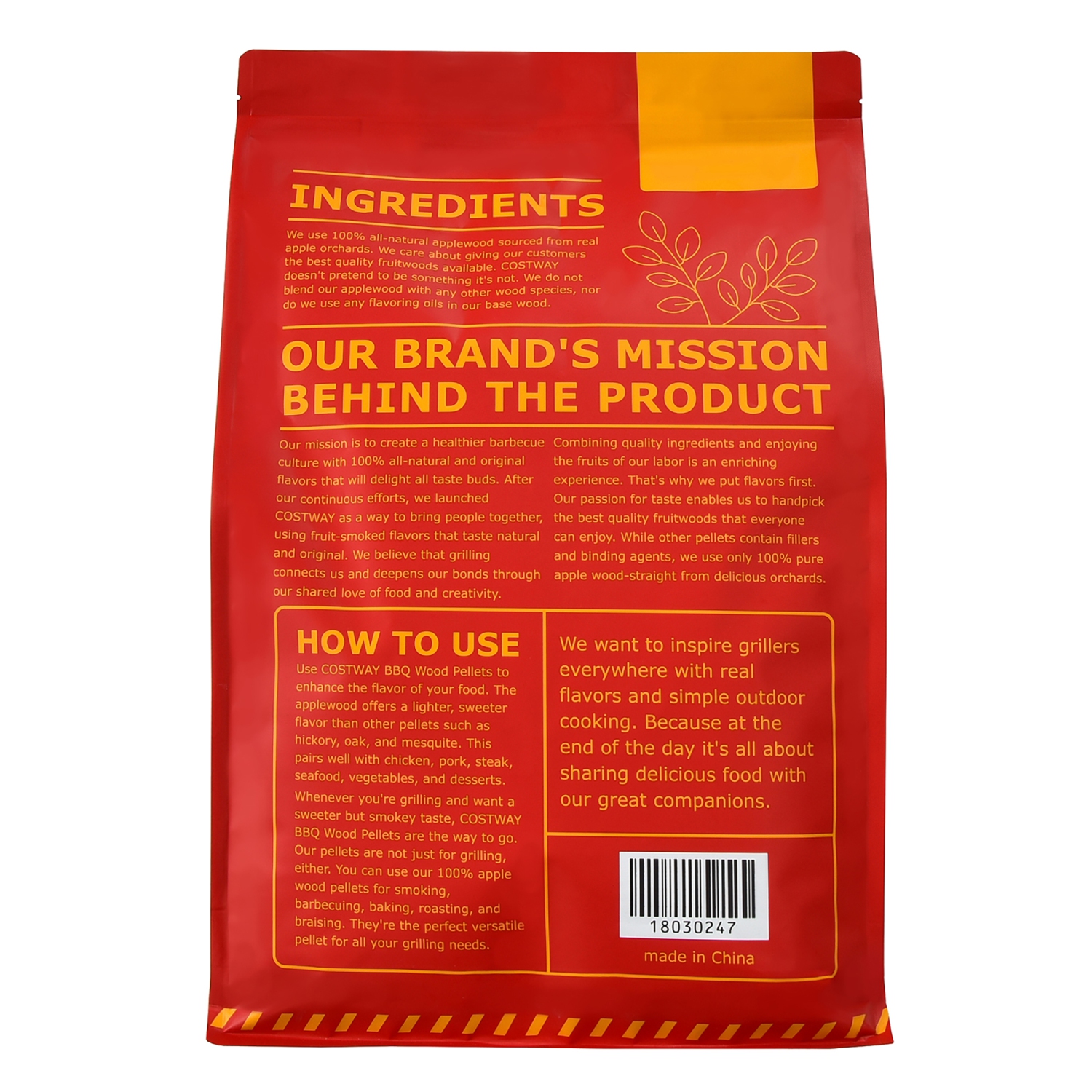 Costway 20lbs Apple Wood Pellets 100% All-Natural for Smokers Pellet Grills BBQ Roast