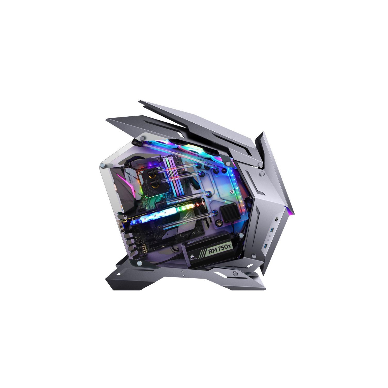 JONSTOMP – Boîtier d’ordinateur de jeu MOD-3, prise en charge de la carte mère XL-ATX de 360 mm, panneau avant à refroidissement liquide de 5 V ARGB