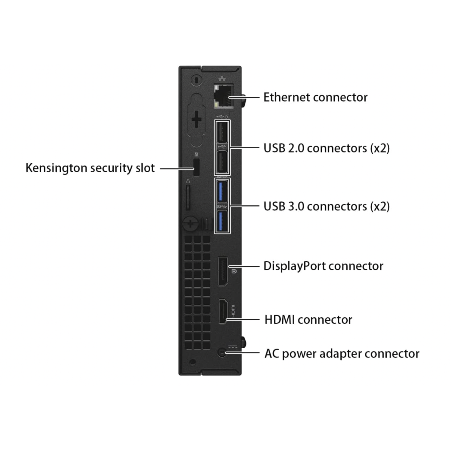 Refurbished - Dell OptiPlex 3040 Micro PC (Intel i5-6500T, Quad-Core 2.5Ghz, 8GB RAM, 128GB SSD, WiFi, Windows 10 Pro