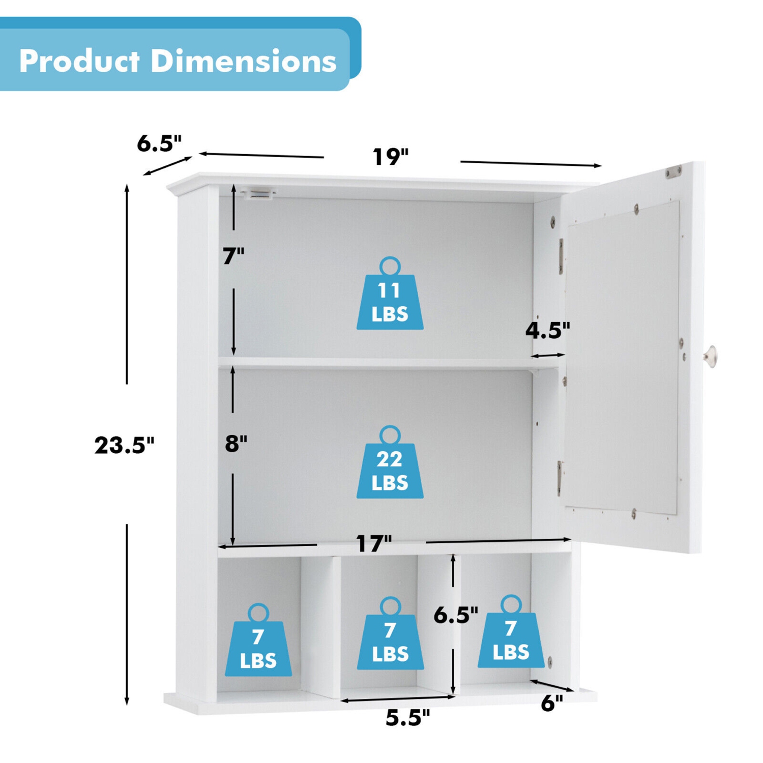 Gymax Mirrored Medicine Cabinet Bathroom Wall Mounted Storage W/Adjustable Shelf