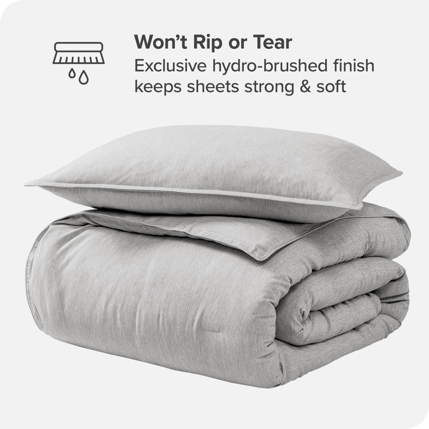 Bare Home Comforter Set - Goose Down Alternative - Ultra-Soft - Hypoallergenic - All Season Breathable Warmth - Heather Pewter, Queen