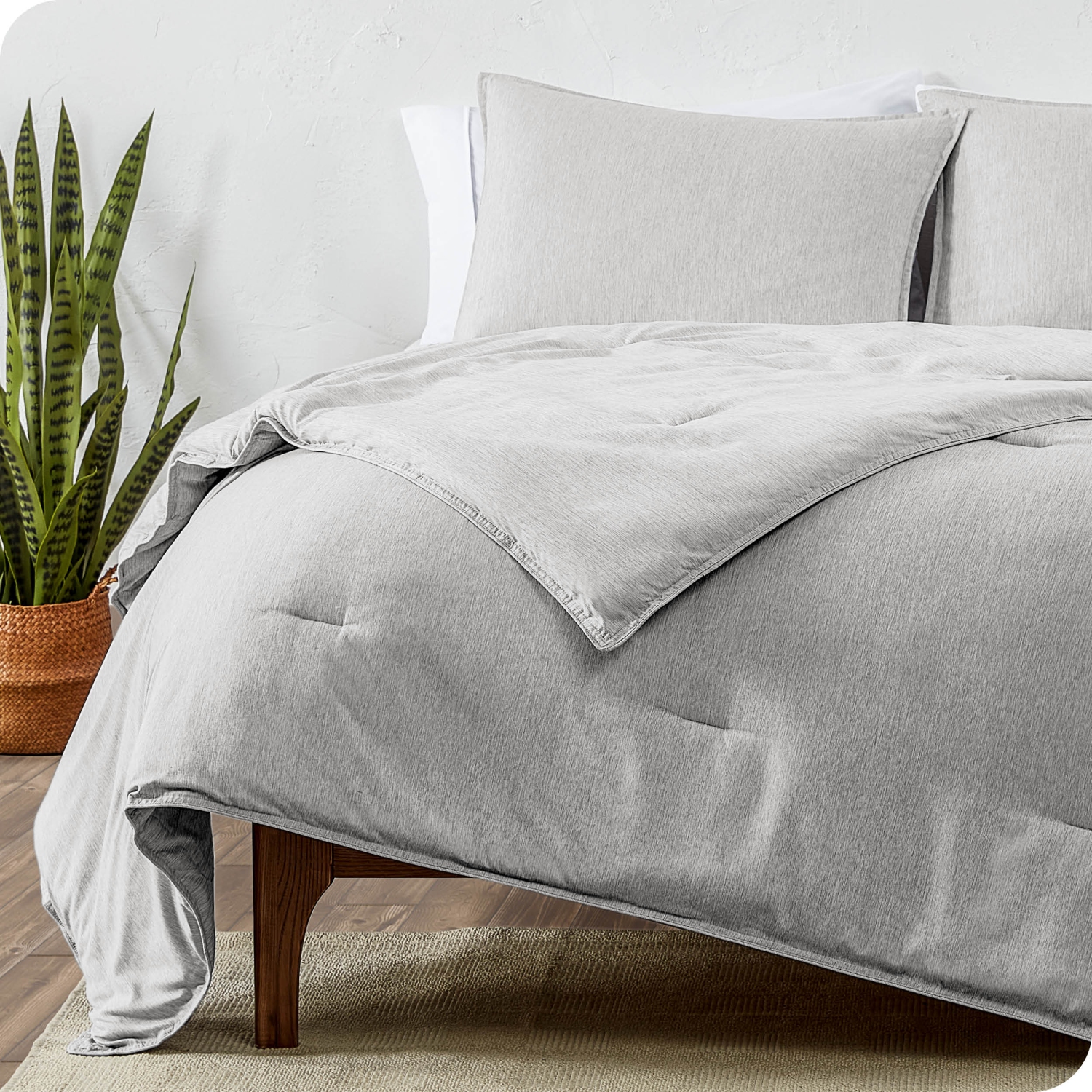 Ensemble de douillette « Bare Home » - duvet d'oie - Ultra-doux - Hypoallergénique - chaleur respirante toute saison - Heather Pewter, lit 1