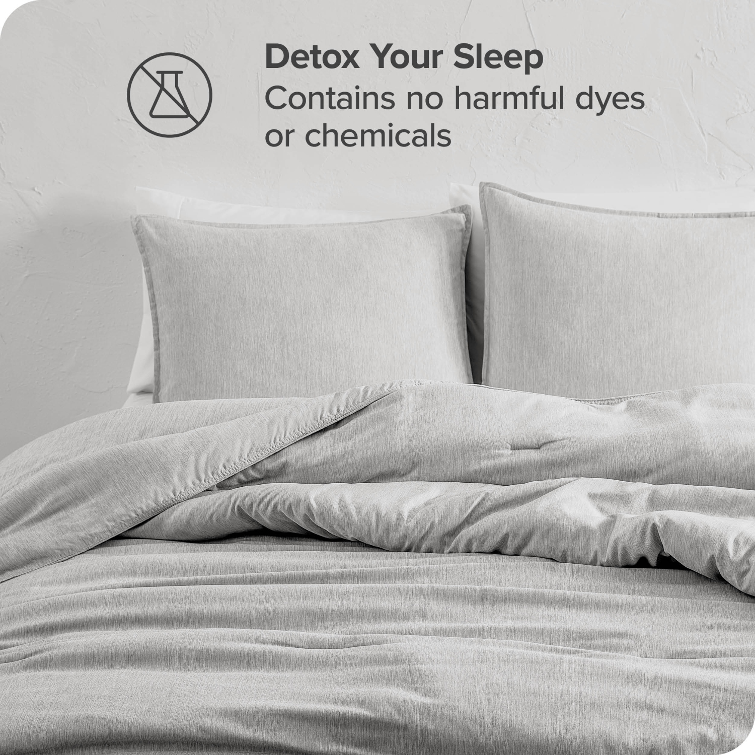 Ensemble de douillette « Bare Home » - duvet d'oie - Ultra-doux - Hypoallergénique - chaleur respirante toute saison - Gris chiné, lit 2 places