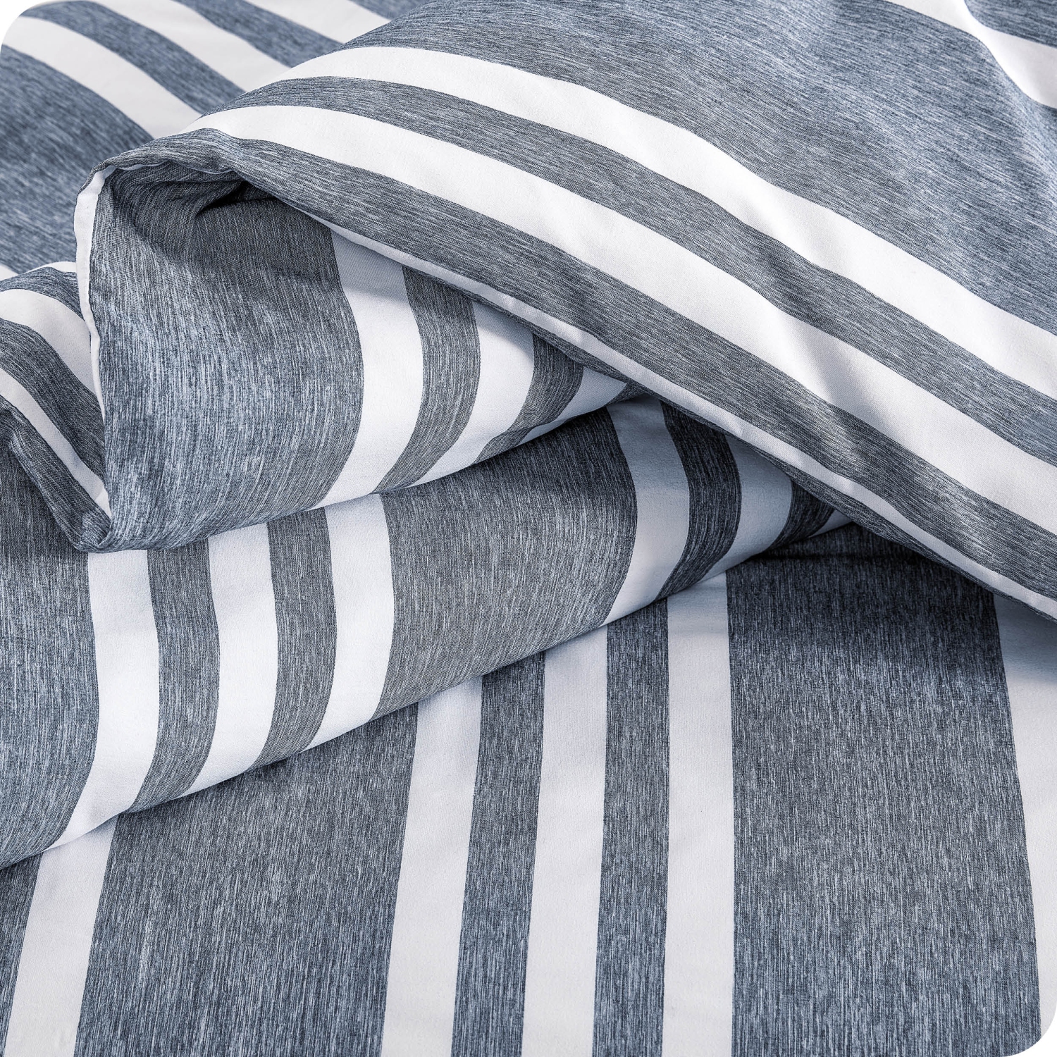 Bare Home Duvet Cover and Sham Set - Premium 1800 Ultra-Soft Brushed Microfiber - Hypoallergenic, Easy Care, Wrinkle Resistant - Stripe - Heather