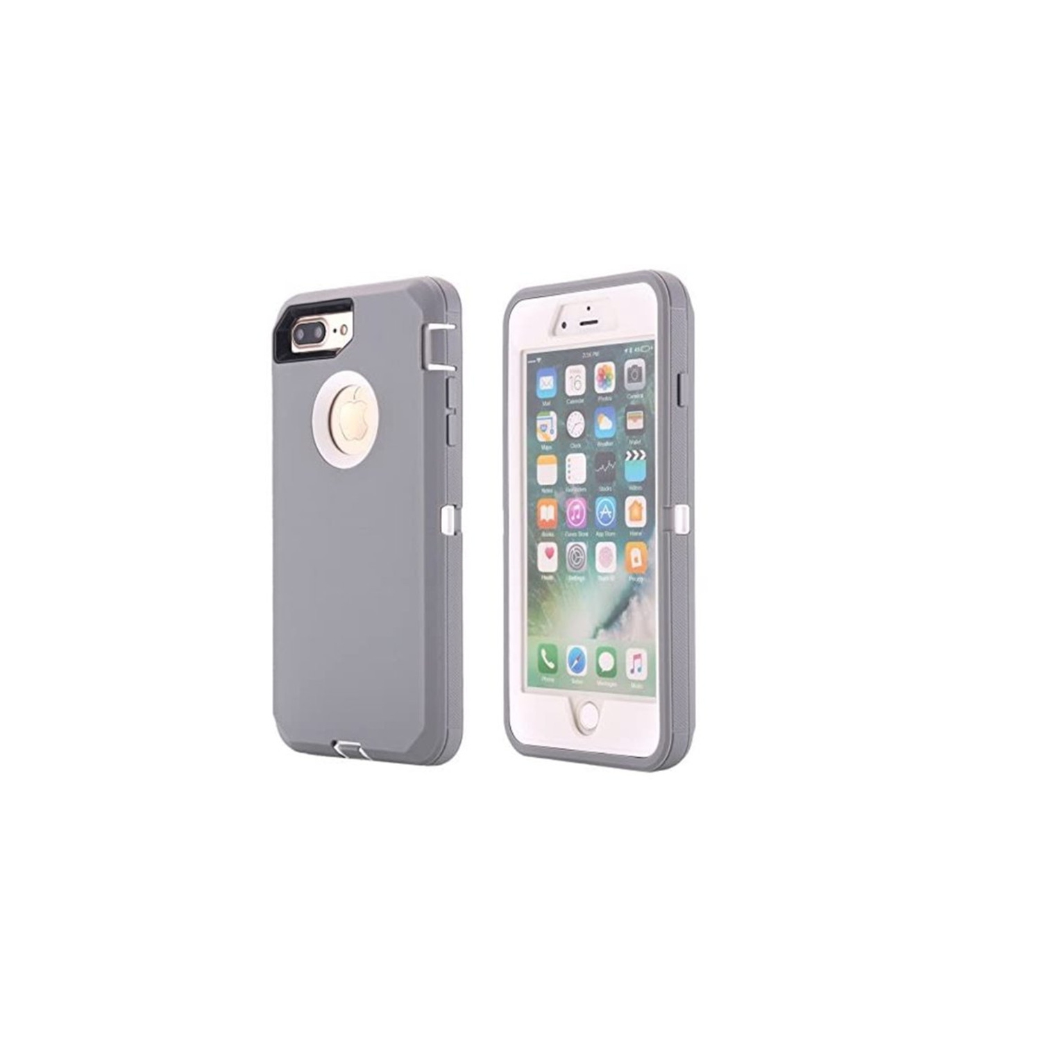 【CSmart】 Anti-Drop Triple 3 Layers Shockproof Heavy Duty Defender Hard Case for iPhone 7 Plus / iPhone 8 Plus, Grey