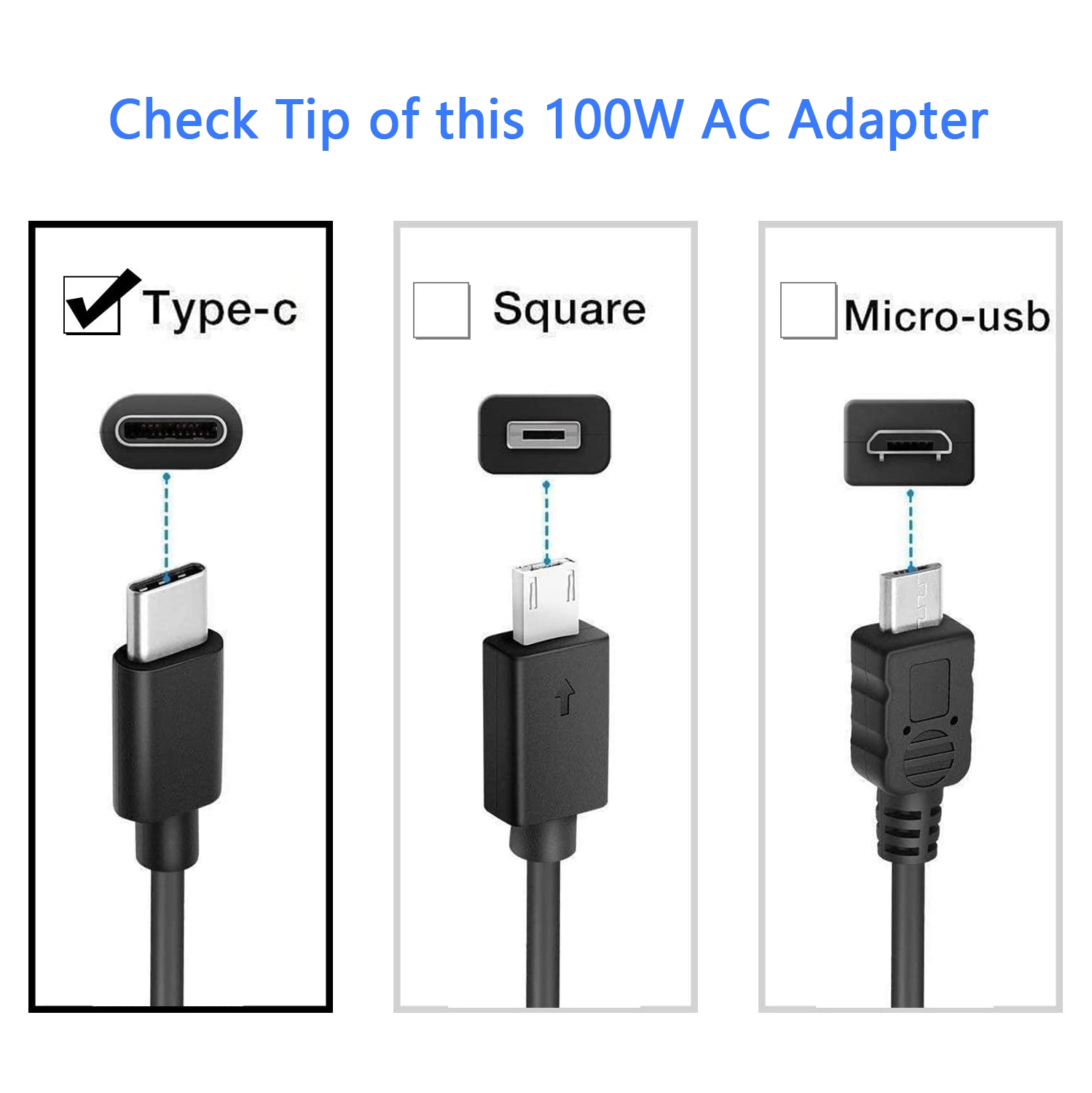 Laptop AC Adapter Charger 100W USB C Type-C for HP DELL LENOVO SAMSUNG ASUS MSI ACER SONY LG TOSHIBA worldwide use power supply