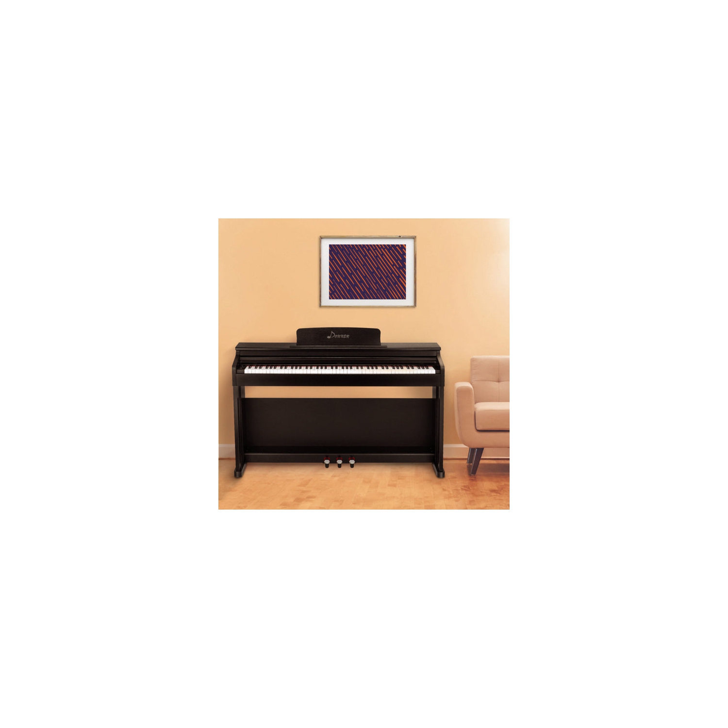 Donner DDP-100 88 Key Hammer Action Weighted Upright Digital Piano with Furniture Stand & 3 Pedal for Beginner