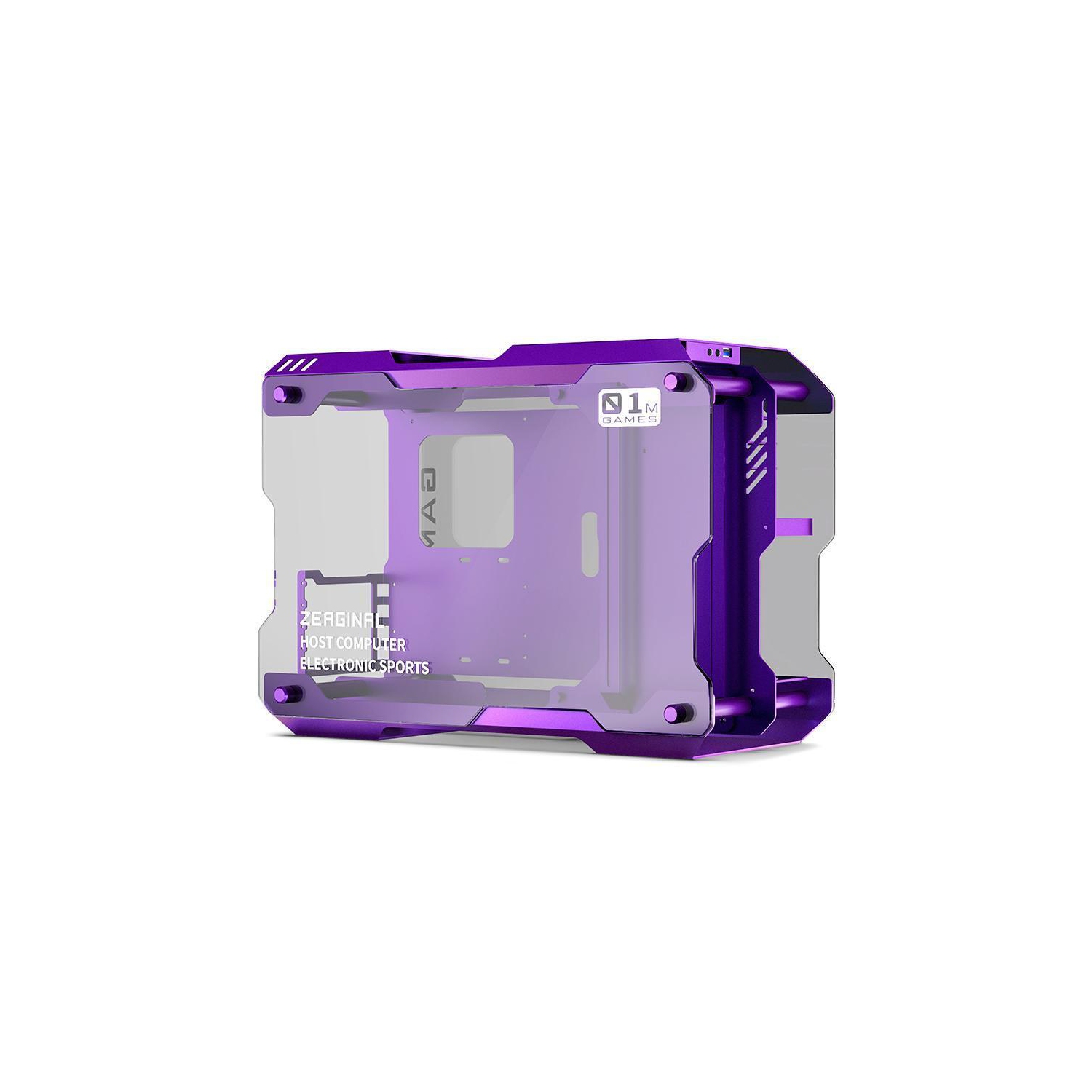 H.E. ZC-01M Mini Tempered Glass Computer Case Support 120MM/ 240mm Radiator Support M-ATX /ITX Motherboard USB 3.0 -Purple (Accessories are not included)
