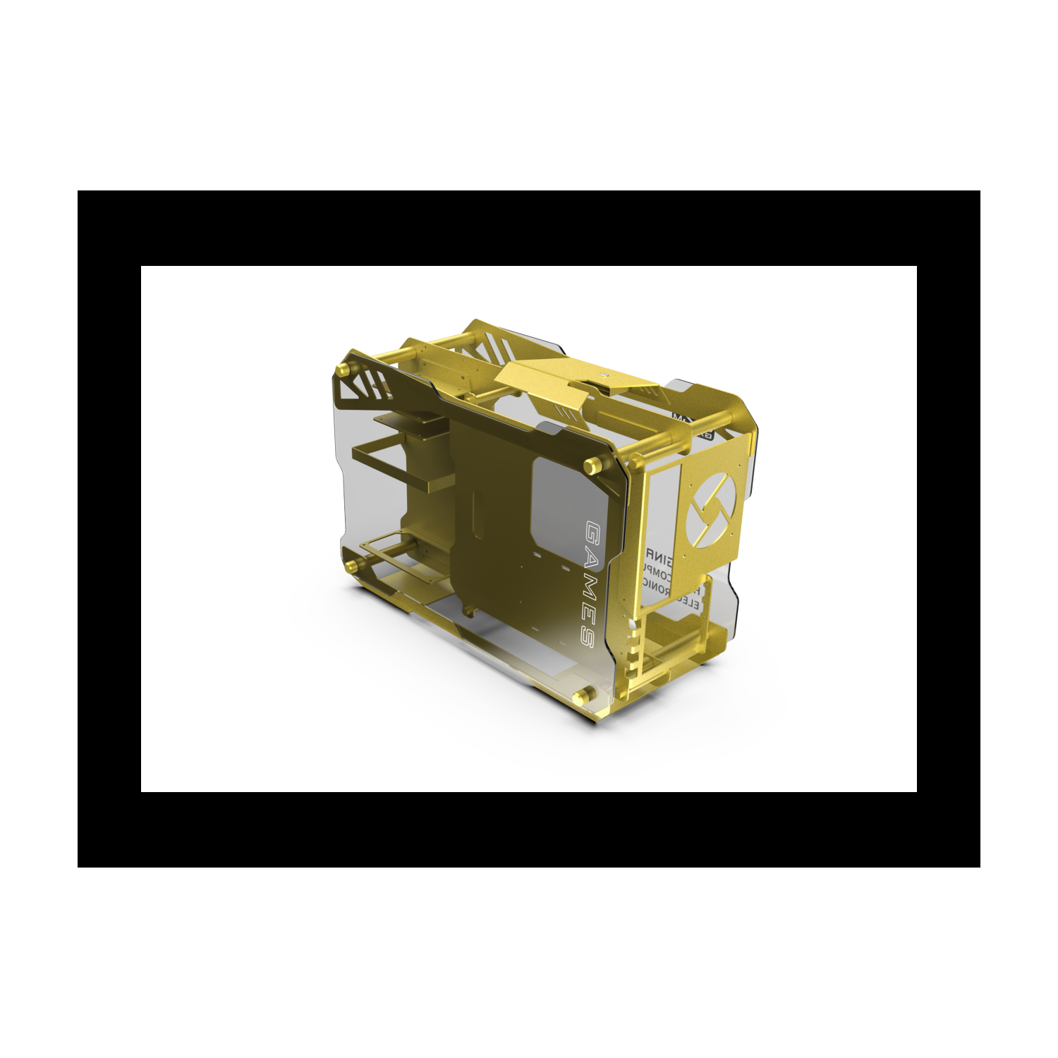 H.E. ZC-02M Tempered Glass Mini Computer Case Support 240mm Radiator Support M-ATX Motherboard USB 3.0 -Yellow