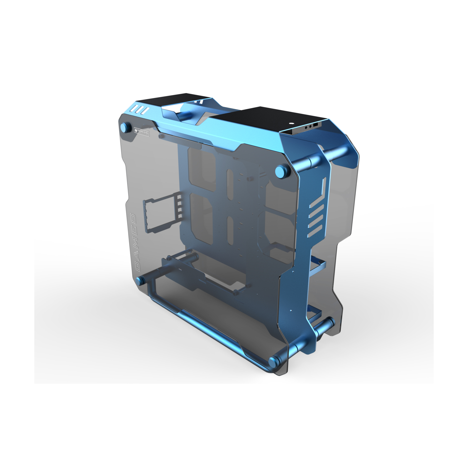 H.E. ZC-01 Blueberry Vanity Computer Case Support 360mm Radiator Support ATX Motherboard Tempered Glass -Blue