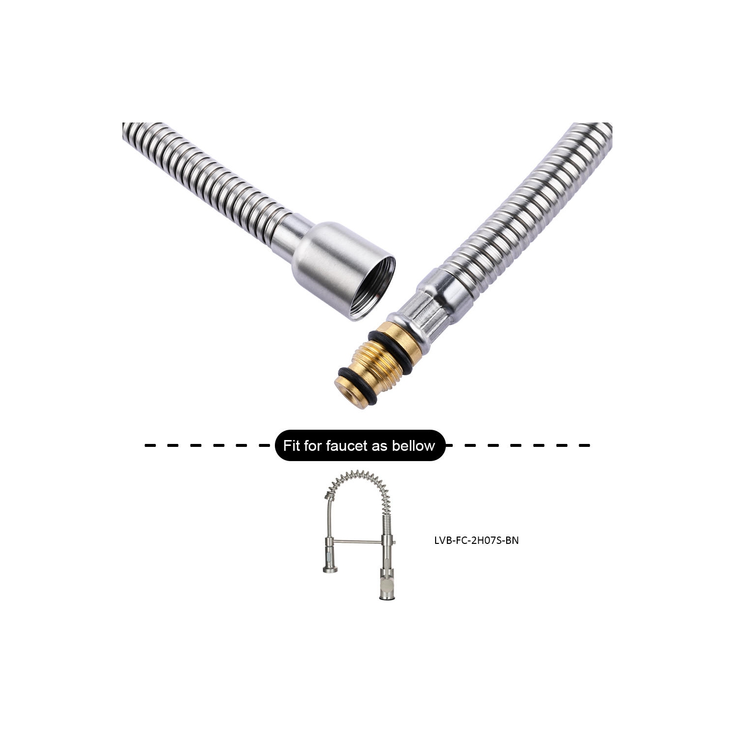 Tuyau de rechange pour robinet de cuisine à tirette de 59 pouces avec station d'accueil en acier inoxydable pour LVB-FC-2H07S-BN- LIVINGbasics®