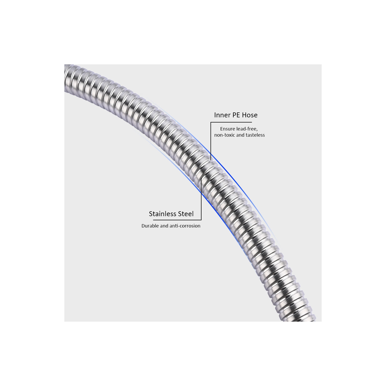 Tuyau de rechange pour robinet de cuisine à tirette de 59 pouces avec station d'accueil en acier inoxydable pour LVB-FC-2H07S-BN- LIVINGbasics®