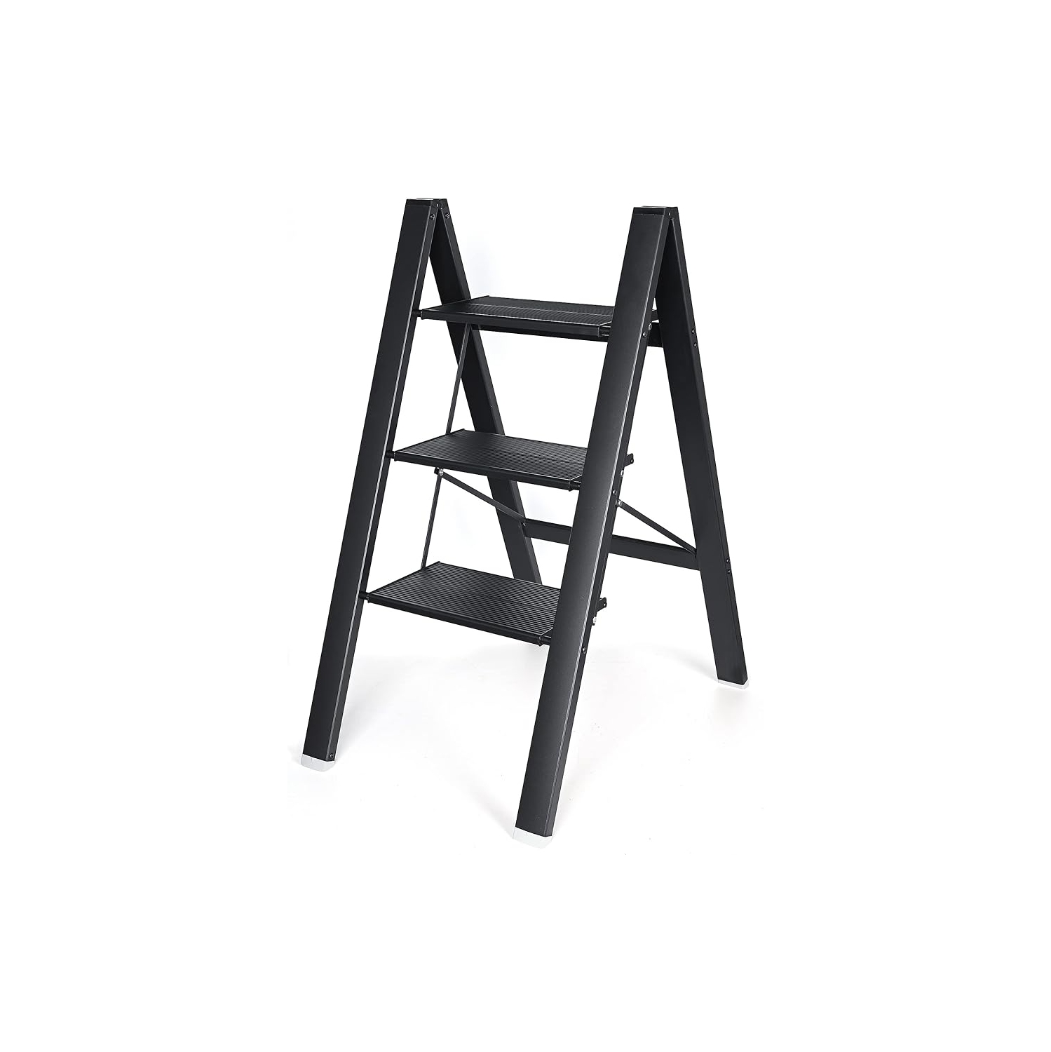 Lightweight Folding 3 Step Ladder 330lbs Loading, Aluminum Step Stool for Home Kitchen Office Garden Household