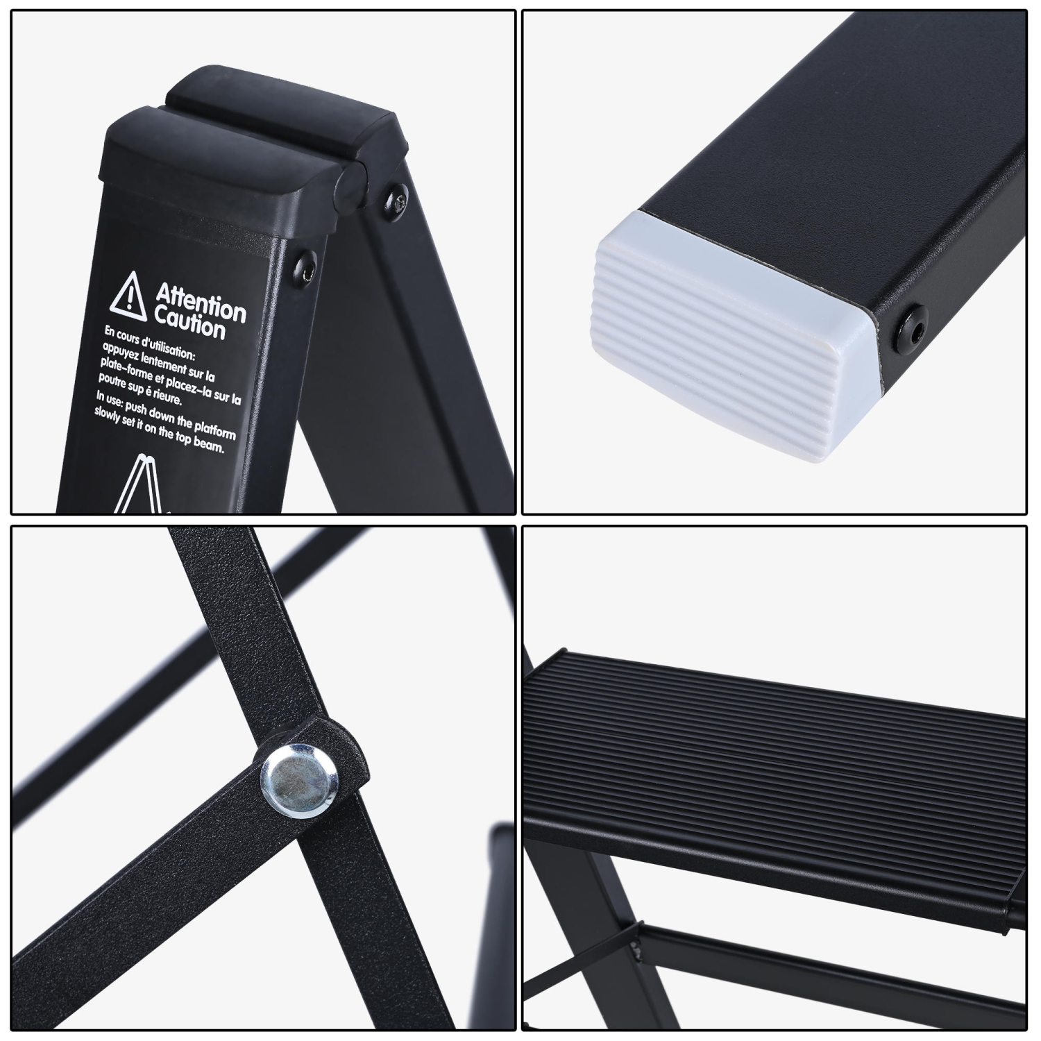 Lightweight Folding 3 Step Ladder 330lbs Loading, Aluminum Step Stool for Home Kitchen Office Garden Household