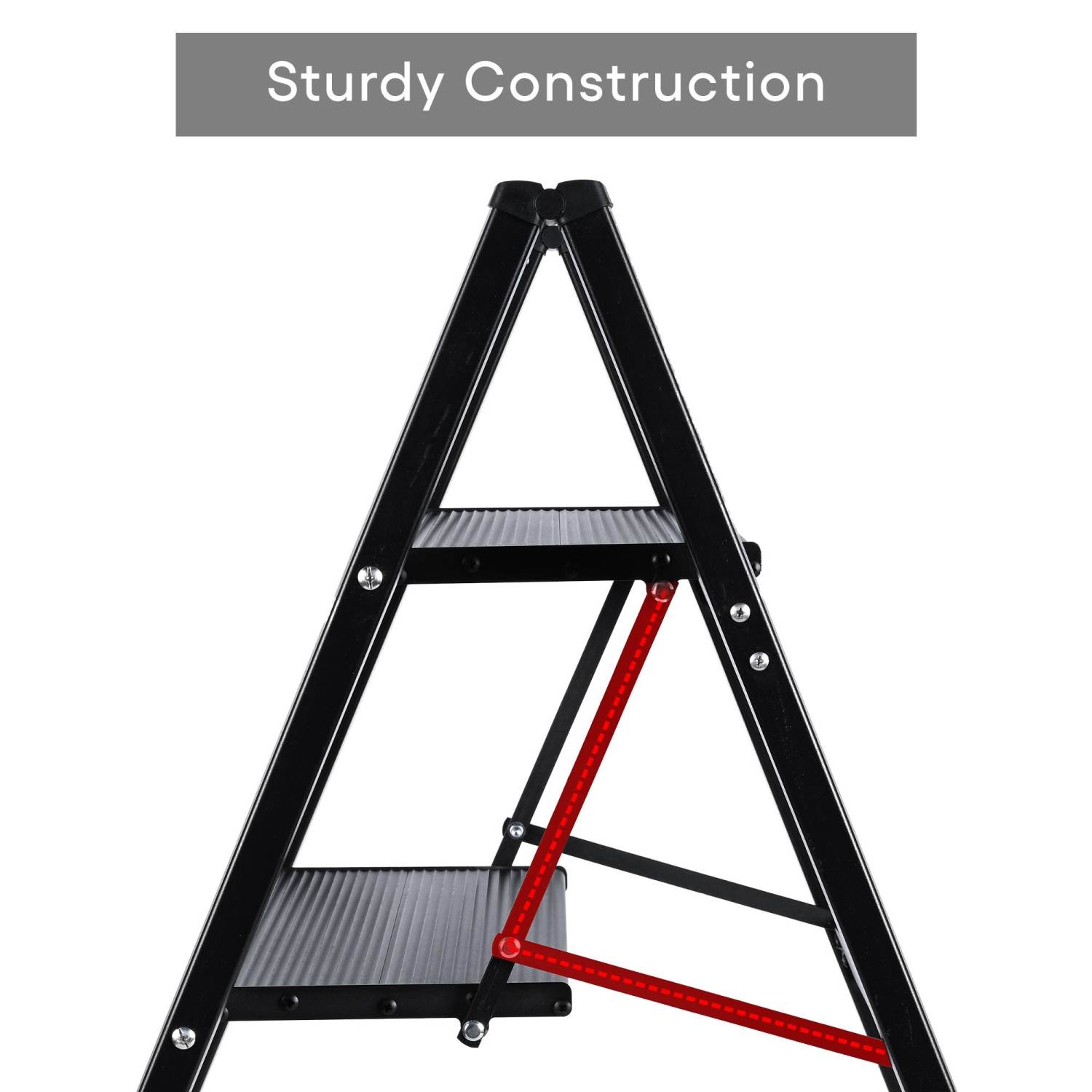 Lightweight Folding 3 Step Ladder 330lbs Loading, Aluminum Step Stool for Home Kitchen Office Garden Household