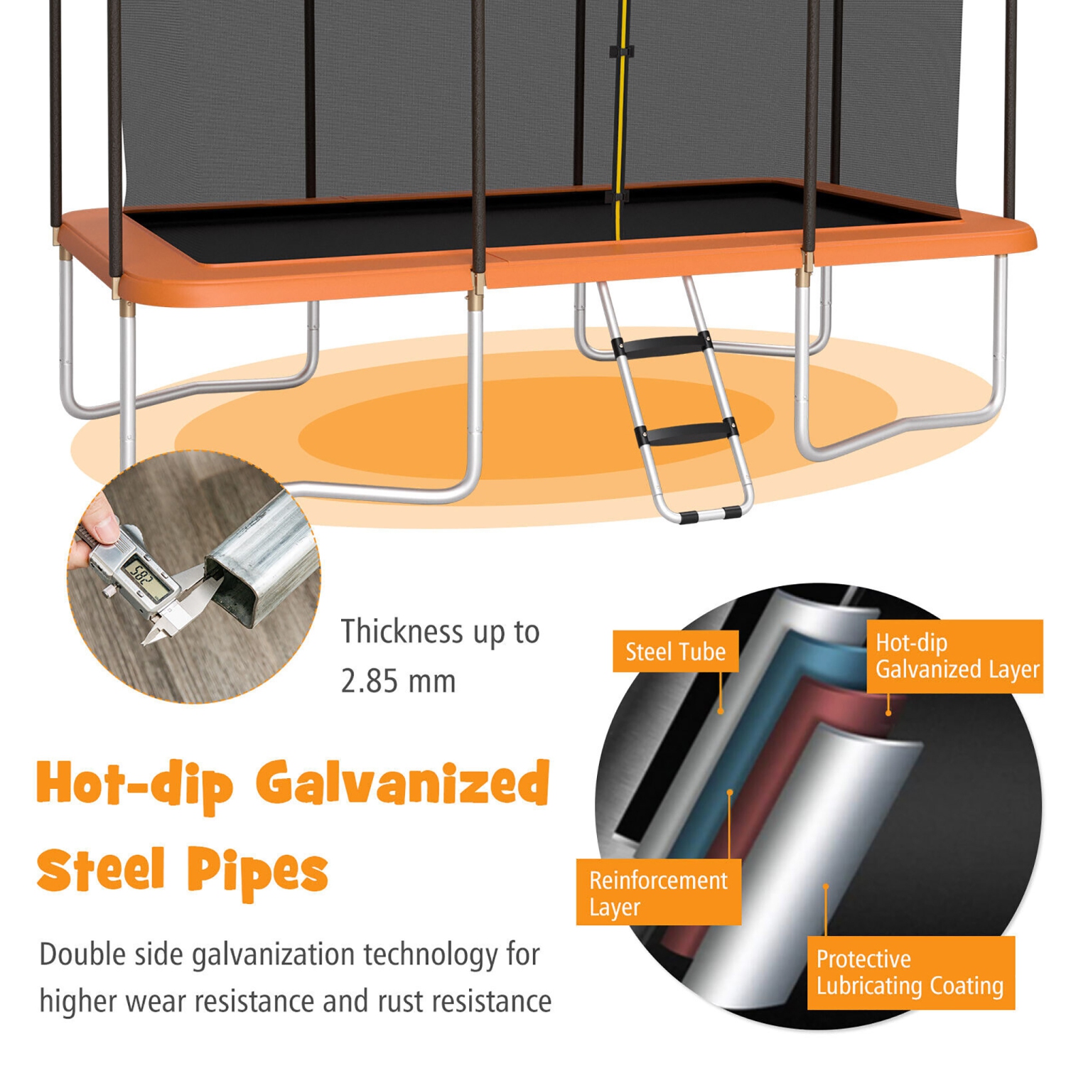 Gymax 8 x 14 FT Rectangular Recreational Trampoline W/ Safety Enclosure Net Ladder Outdoor
