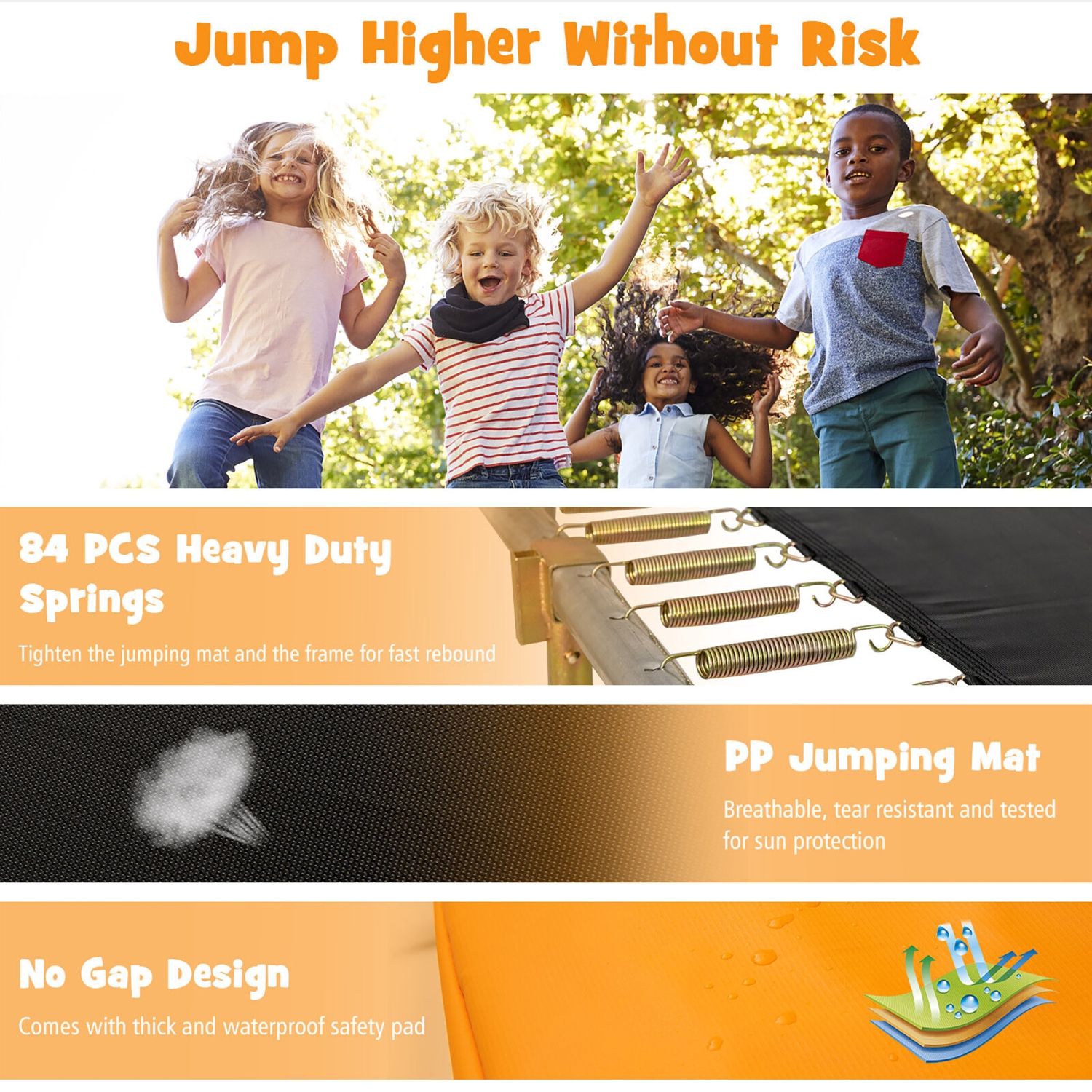 Gymax 8 x 14 FT Rectangular Recreational Trampoline W/ Safety Enclosure Net Ladder Outdoor