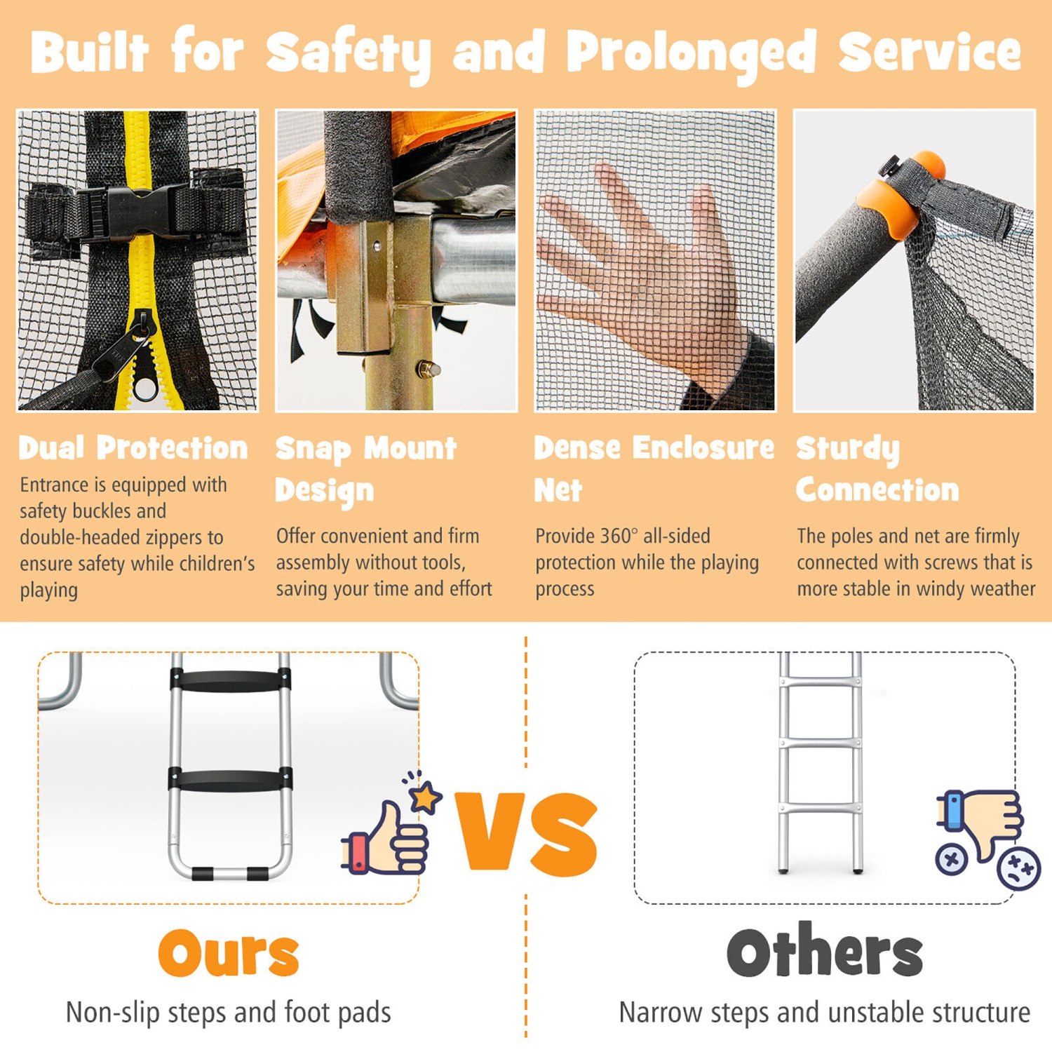 Gymax 8 x 14 FT Rectangular Recreational Trampoline W/ Safety Enclosure Net Ladder Outdoor