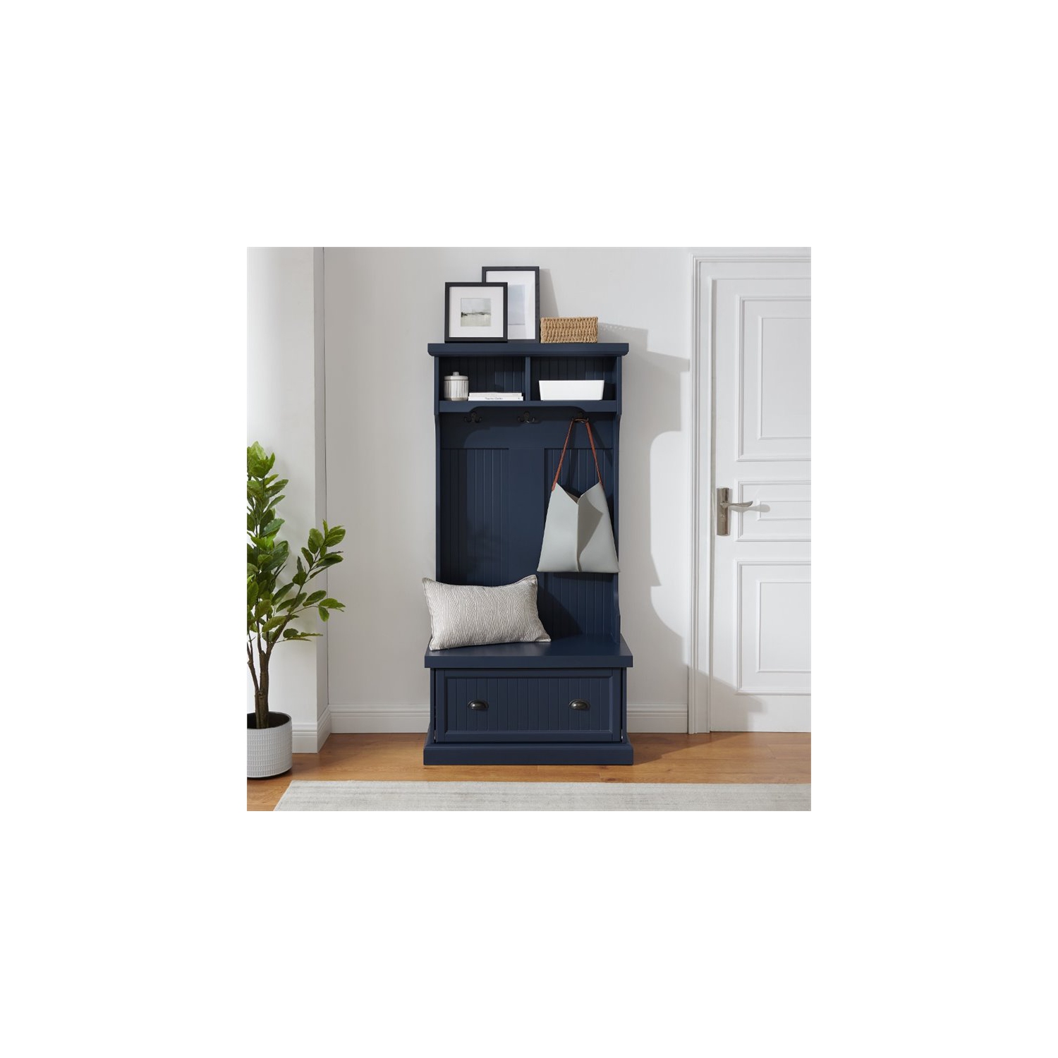 Crosley Furniture – Portemanteau en bois Shoreline Coastal, bleu marine