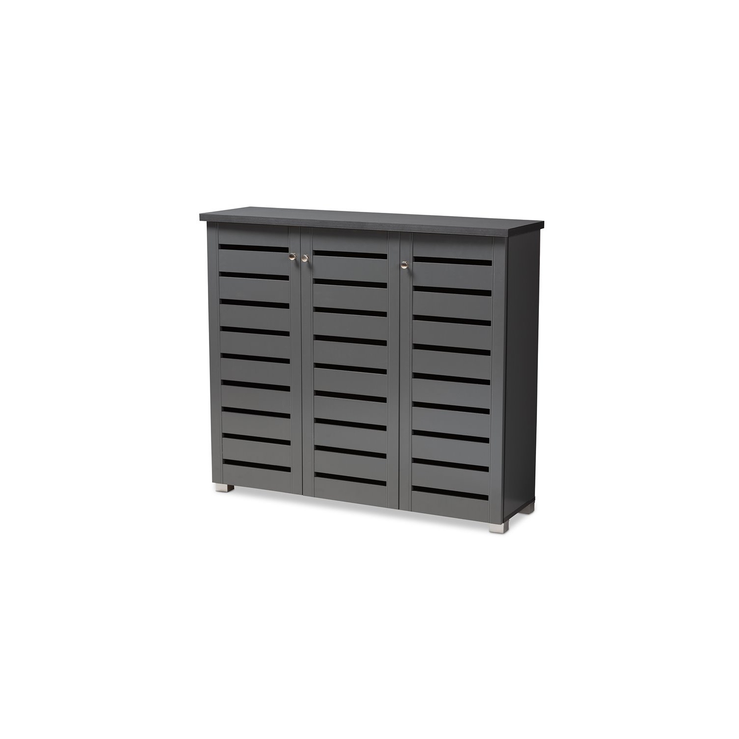 Bowery Hill 3-Door Wood Entryway Shoe Cabinet in Dark Gray