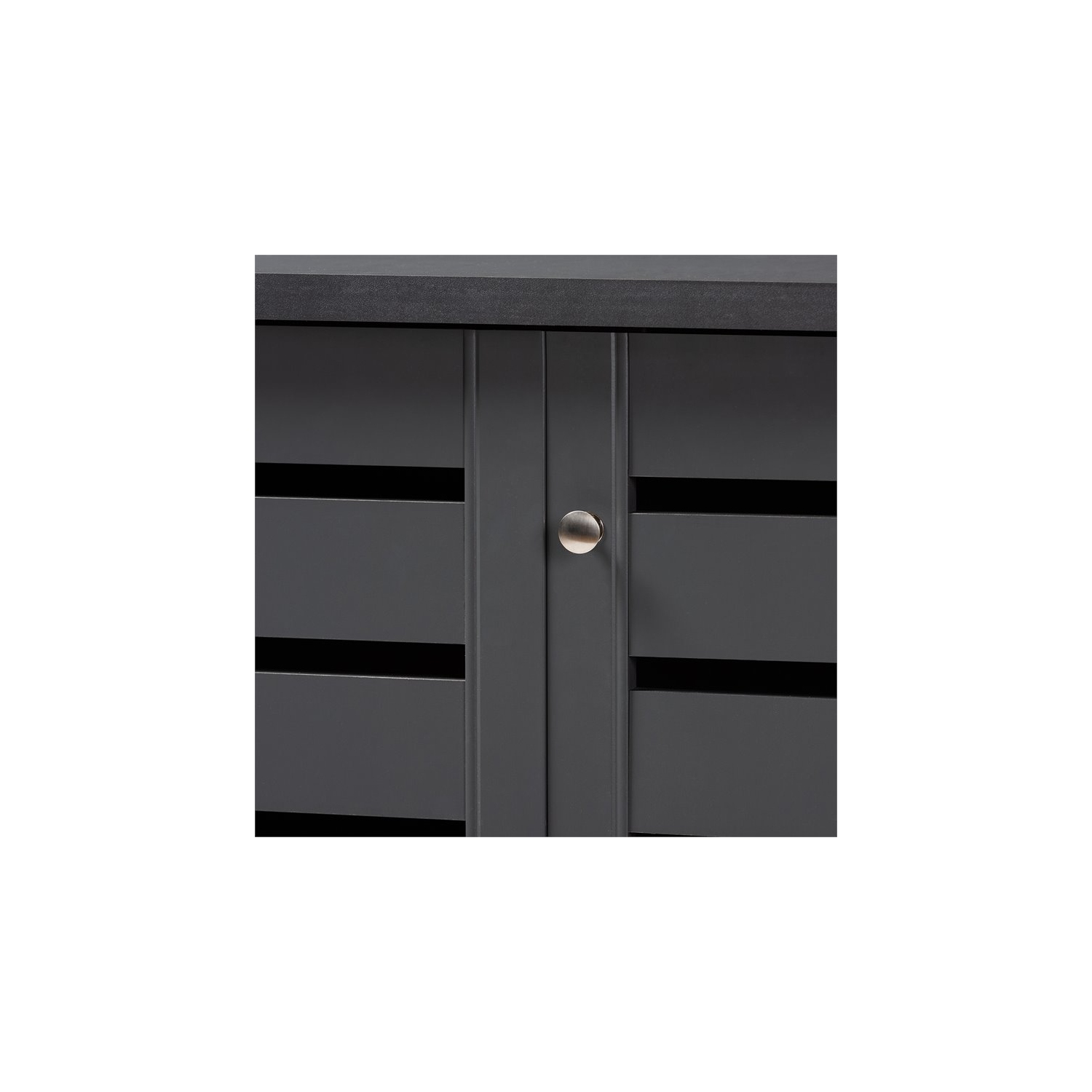 Bowery Hill 3-Door Wood Entryway Shoe Cabinet in Dark Gray