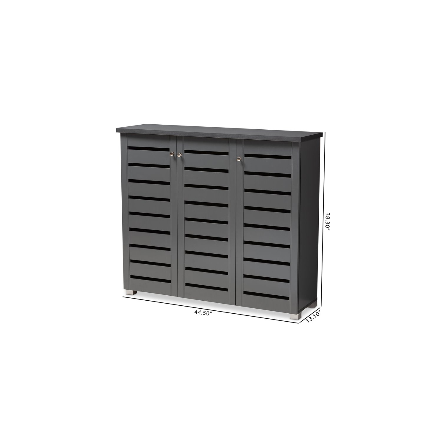 Bowery Hill 3-Door Wood Entryway Shoe Cabinet in Dark Gray