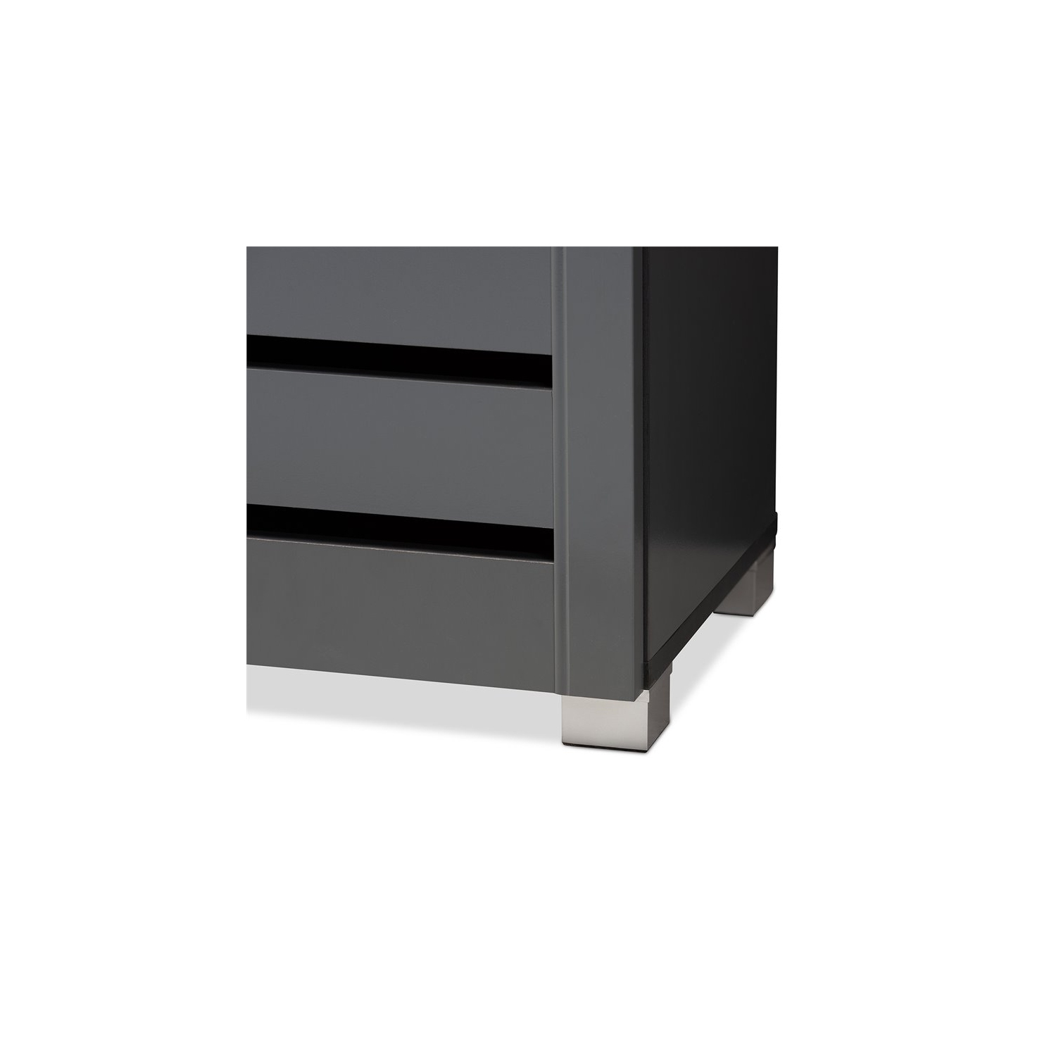 Bowery Hill 3-Door Wood Entryway Shoe Cabinet in Dark Gray