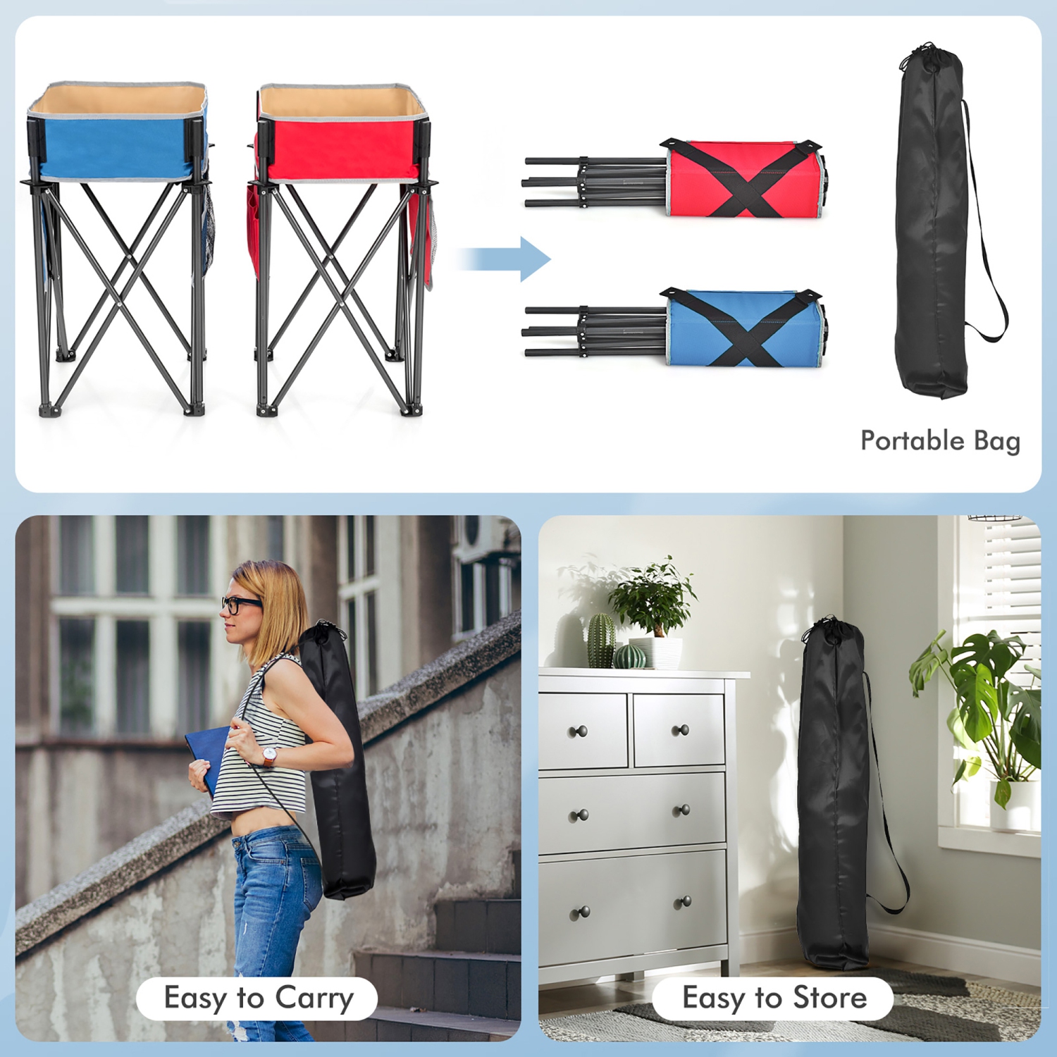 Costway 2 PCS Folding Camping Tables w/ Large Capacity Storage Sink for Picnic